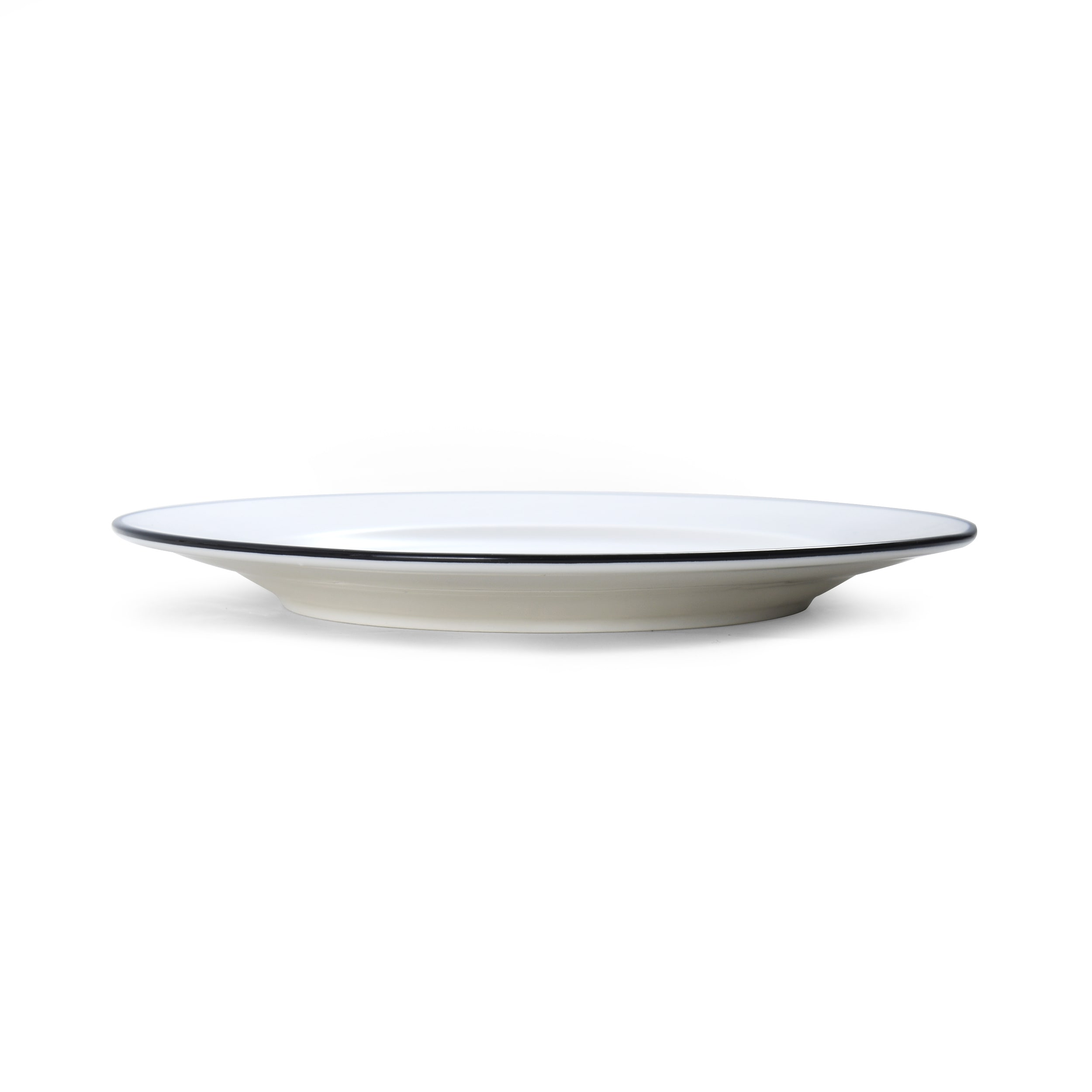 Outlet Mikasa 5260368 9" Round Bistro Plate Porcelain Black Pinstripe
