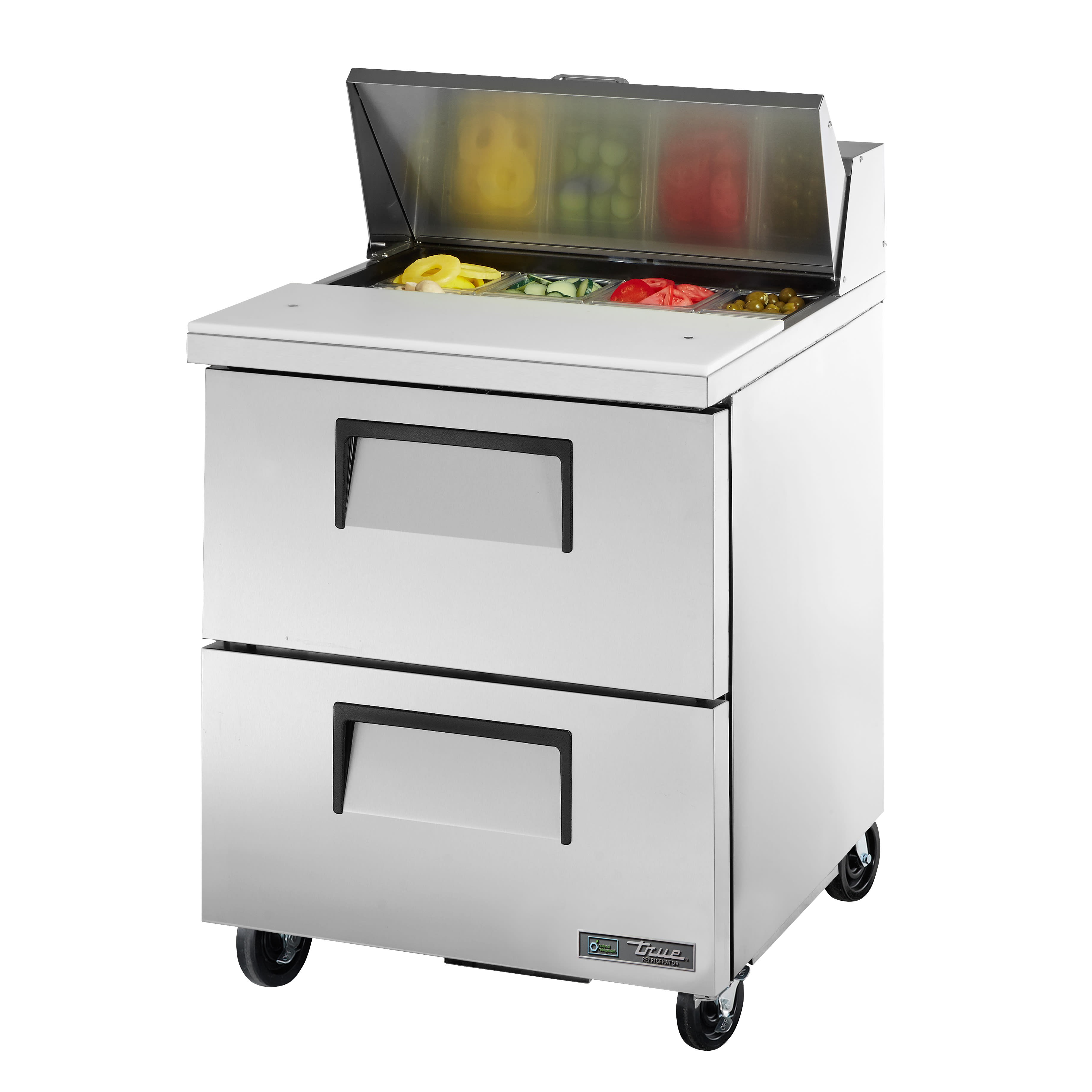 Outlet True TSSU-27-08D-2-HC 27" Sandwich/Salad Prep Table With Two Drawer Refrigerated Base