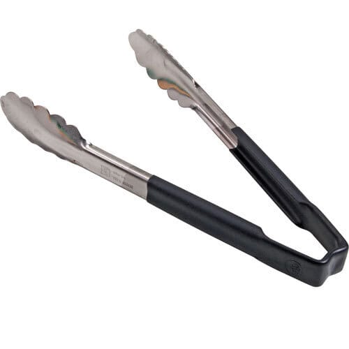 Vollrath 4780920 One-Piece Scalloped Kool-Touch Tongs, 9 1/2", Black Handle