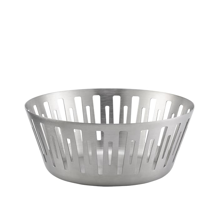 Service Ideas DB-75 Small Round Basket, Brushed Stainless 12/case