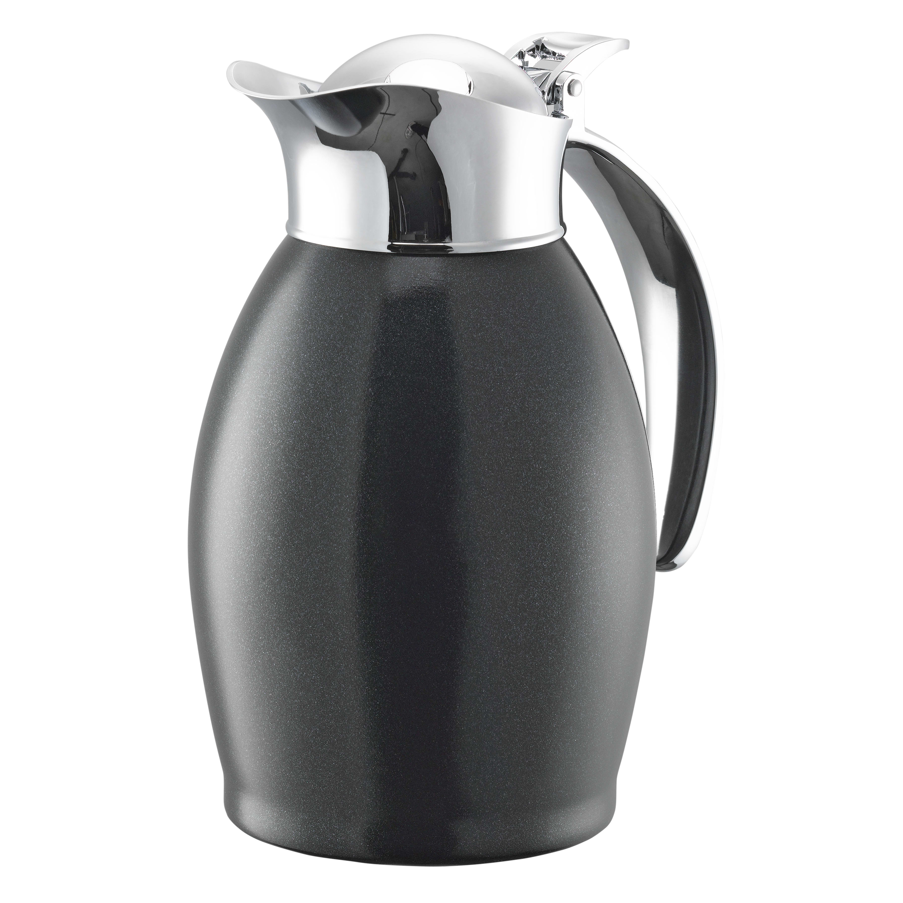 Service Ideas NIC06BSBL Nicollet Series 0.6-Liter Stainless Vacuum Insulated Carafe with Flip-Top Lid in Radiant Black