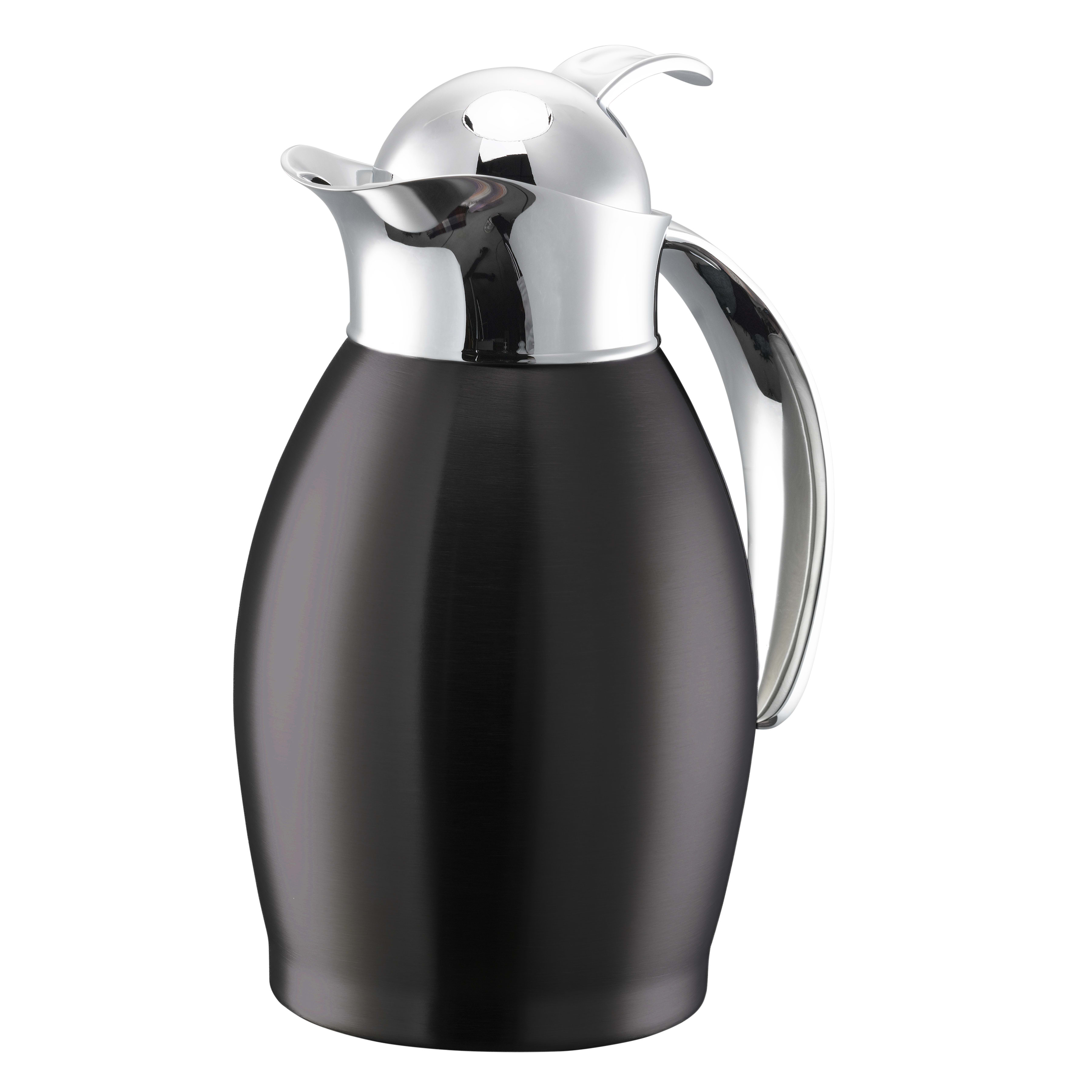Service Ideas NIC06BSPBBX Nicollet Series 0.6-Liter Stainless Vacuum Insulated Carafe with Push Button Lid in Black Onyx