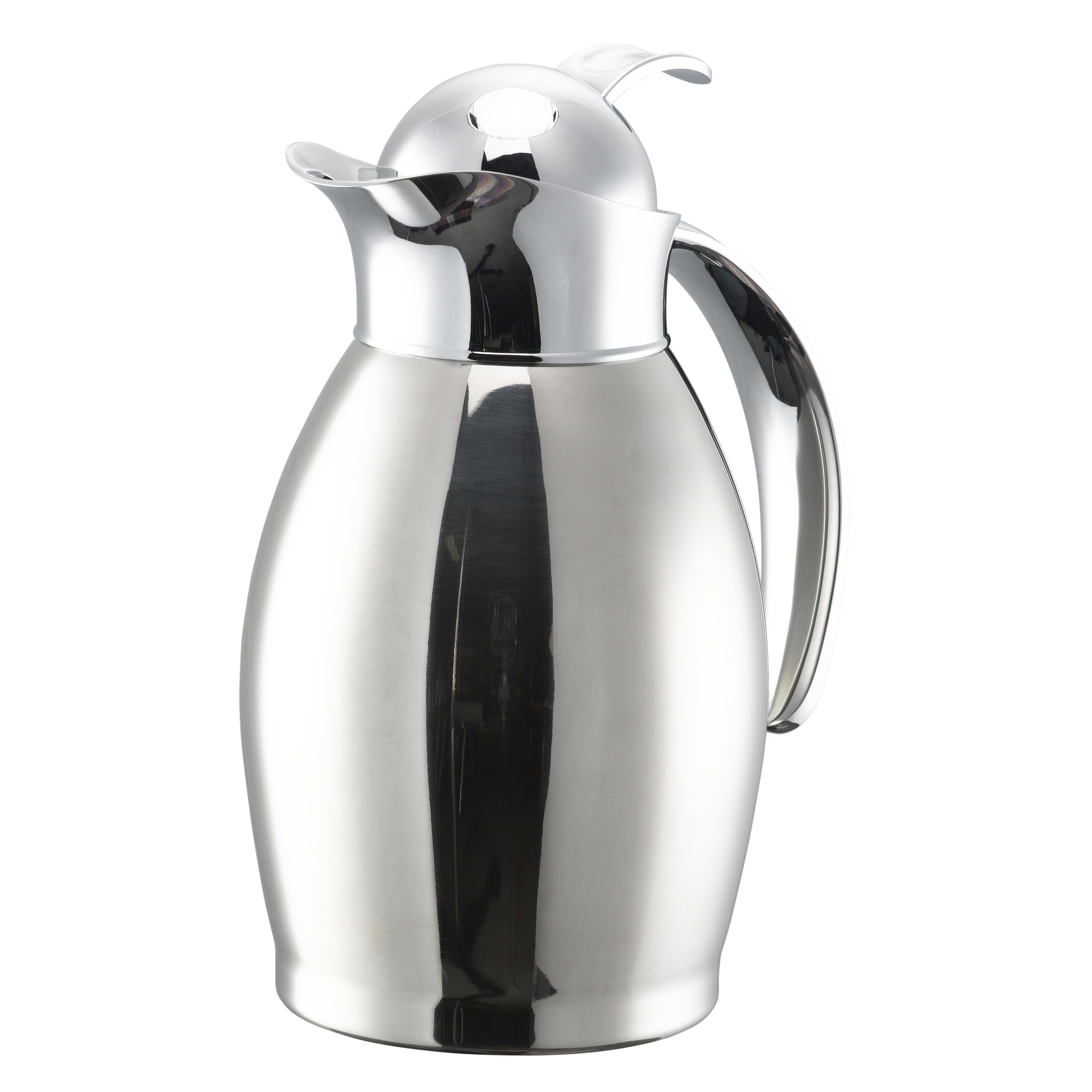 Service Ideas NIC06PSPB Nicollet Series 0.6-Liter Stainless Vacuum Insulated Carafe with Push Button Lid in Polished Stainless
