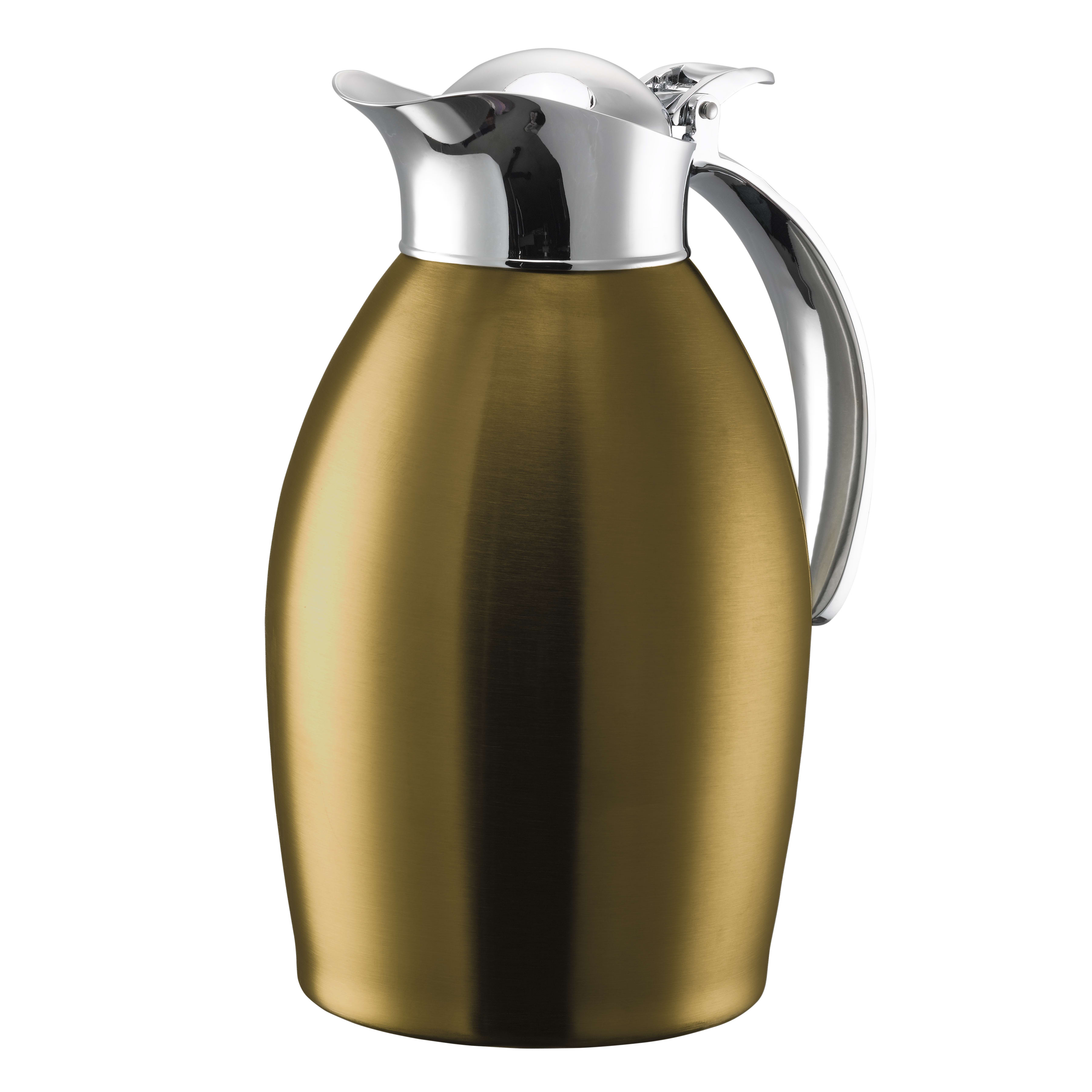 Service Ideas NIC10BSVG Nicollet Series 1-Liter Stainless Vacuum Insulated Carafe with Flip-Top Lid in Vintage Gold