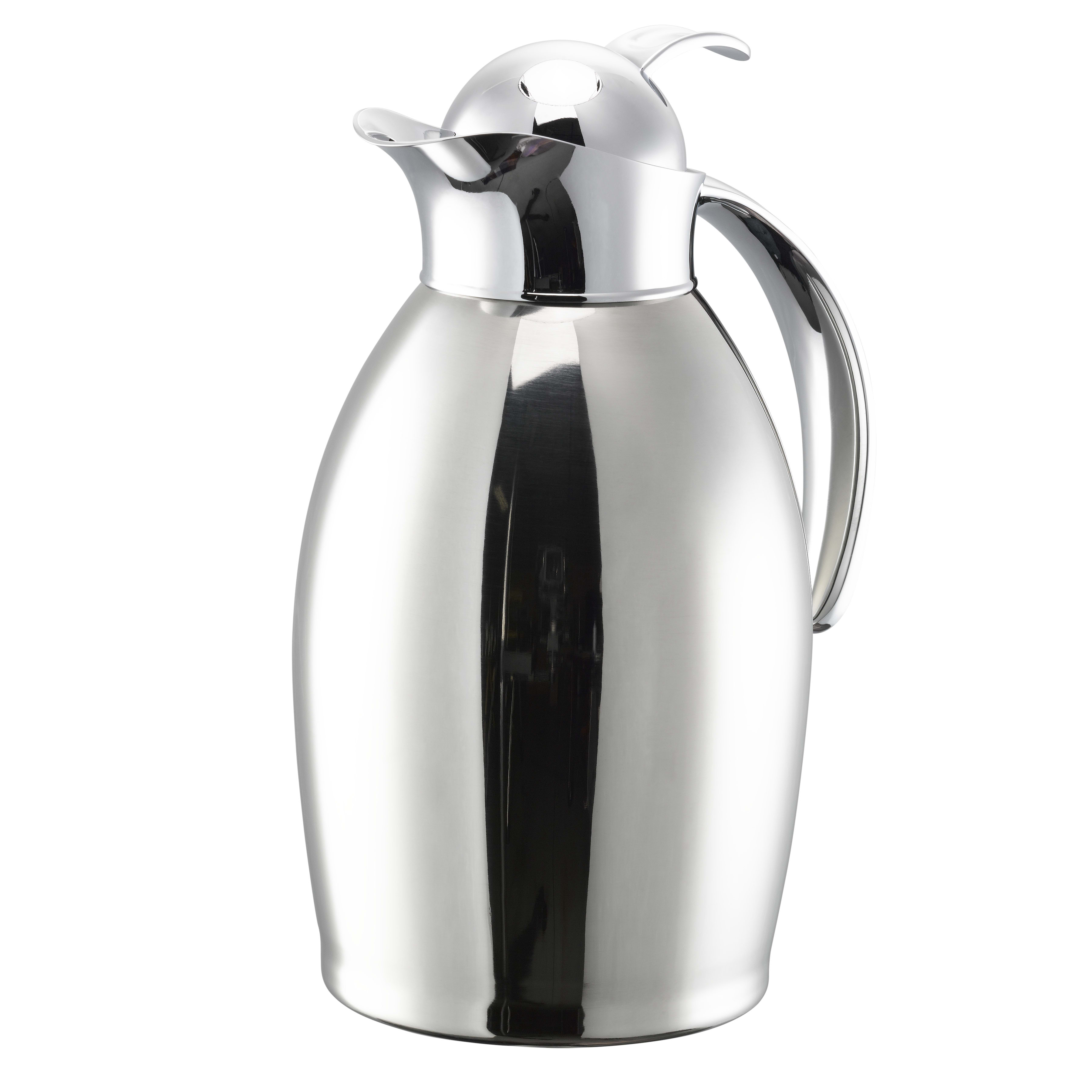 Service Ideas NIC10PSPB Nicollet Series 1-Liter Stainless Vacuum Insulated Carafe with Push Button Lid in Polished Stainless