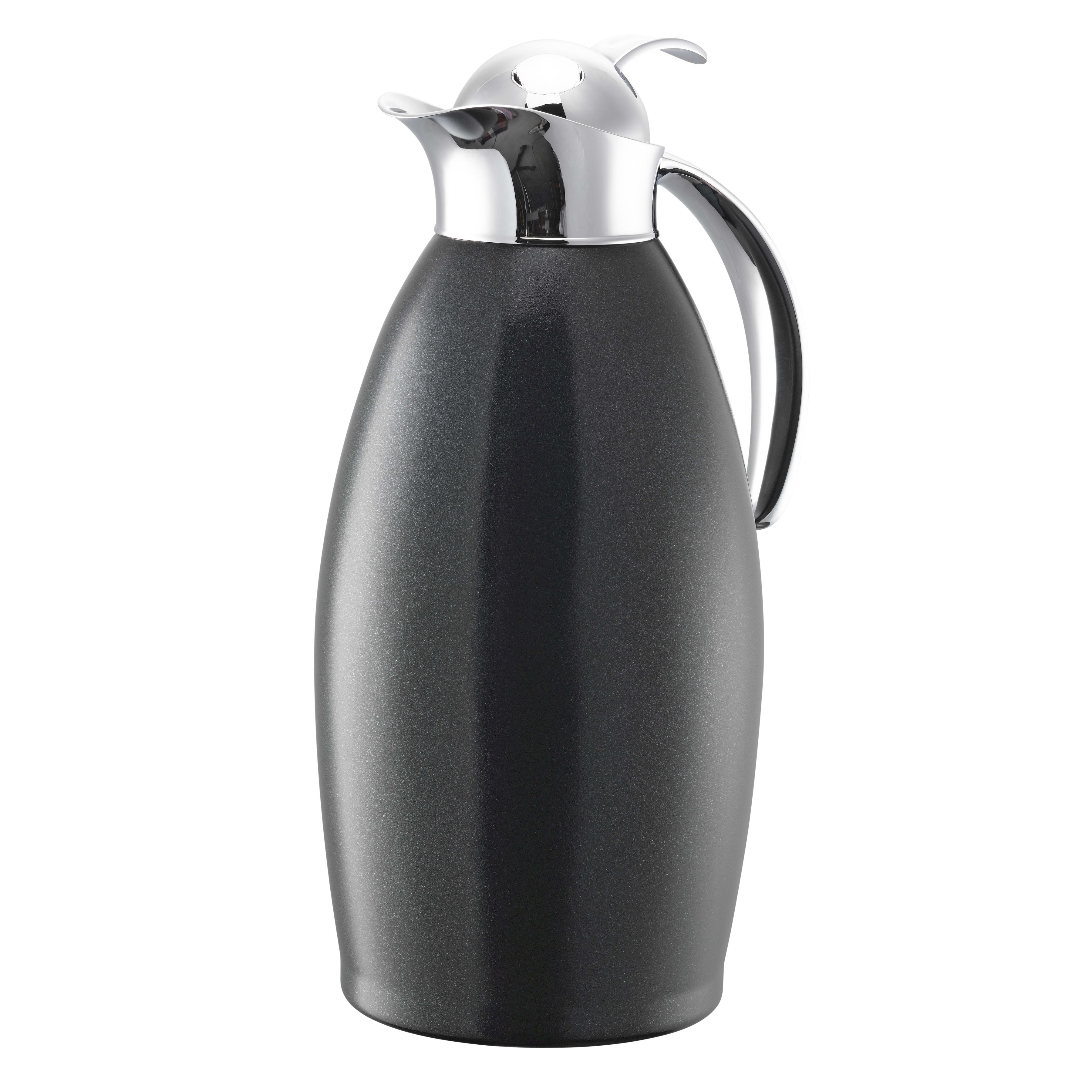 Service Ideas NIC15BSPBBL Nicollet Series 1.5-Liter Stainless Vacuum Insulated Carafe with Push Button Lid in Radiant Black