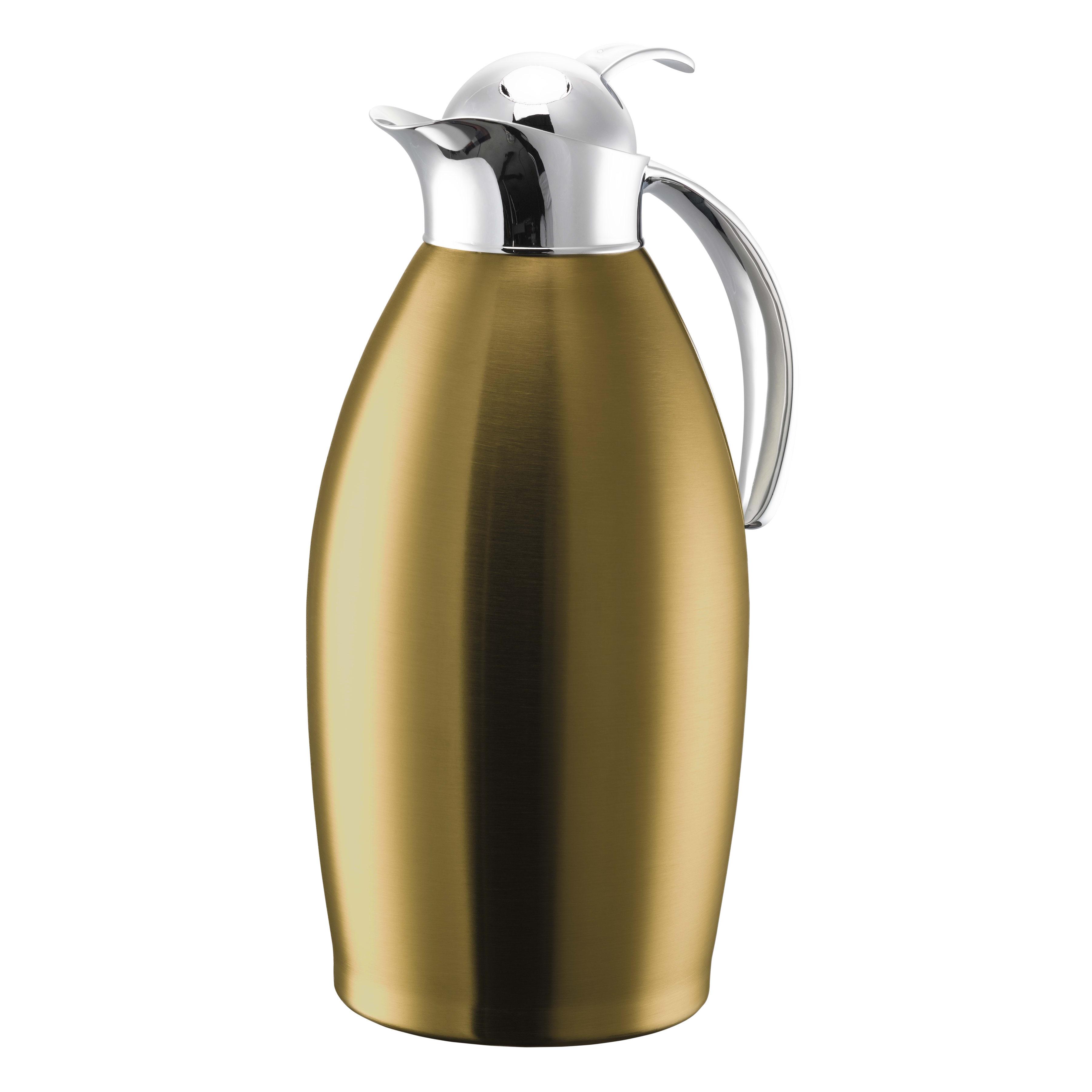Service Ideas NIC15BSPBVG Nicollet Series 1.5-Liter Stainless Vacuum Insulated Carafe with Push Button Lid in Vintage Gold