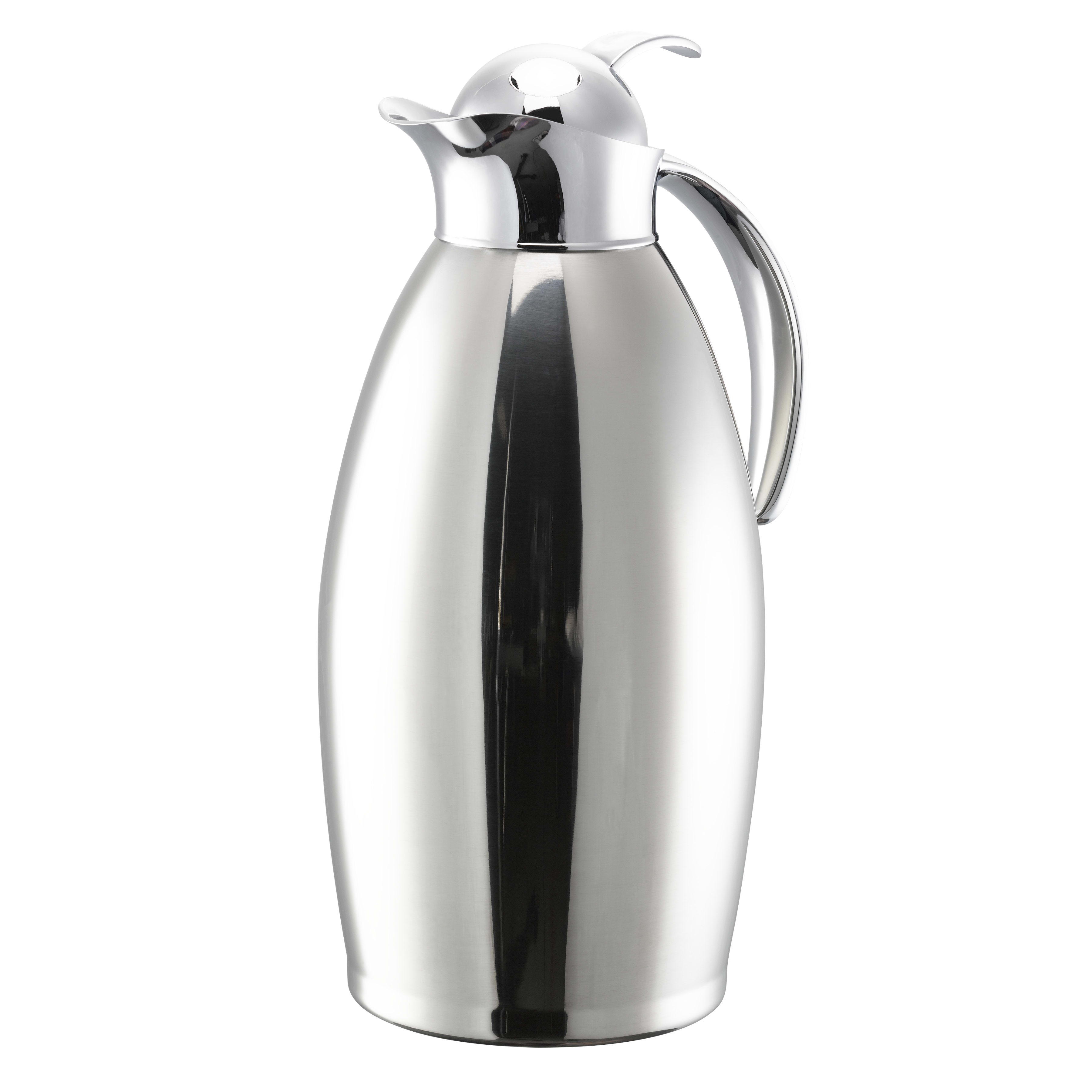 Service Ideas NIC15PSPB Nicollet Series 1.5-Liter Stainless Vacuum Insulated Carafe with Push Button Lid in Polished Stainless