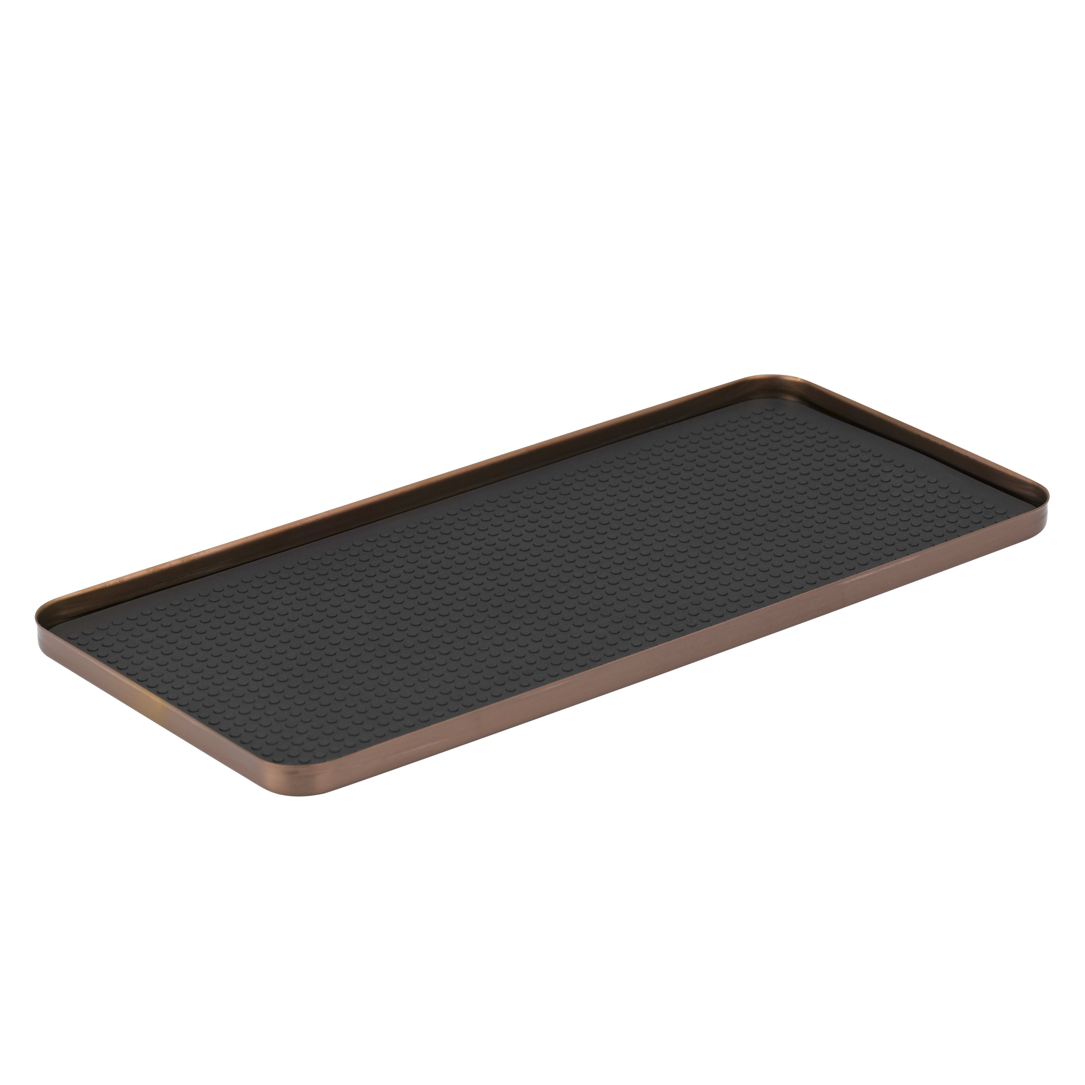 Service Ideas TRMEF115RG Modern Edge 11 in. x 5 in. Cocktail Serving Tray in Rose Gold