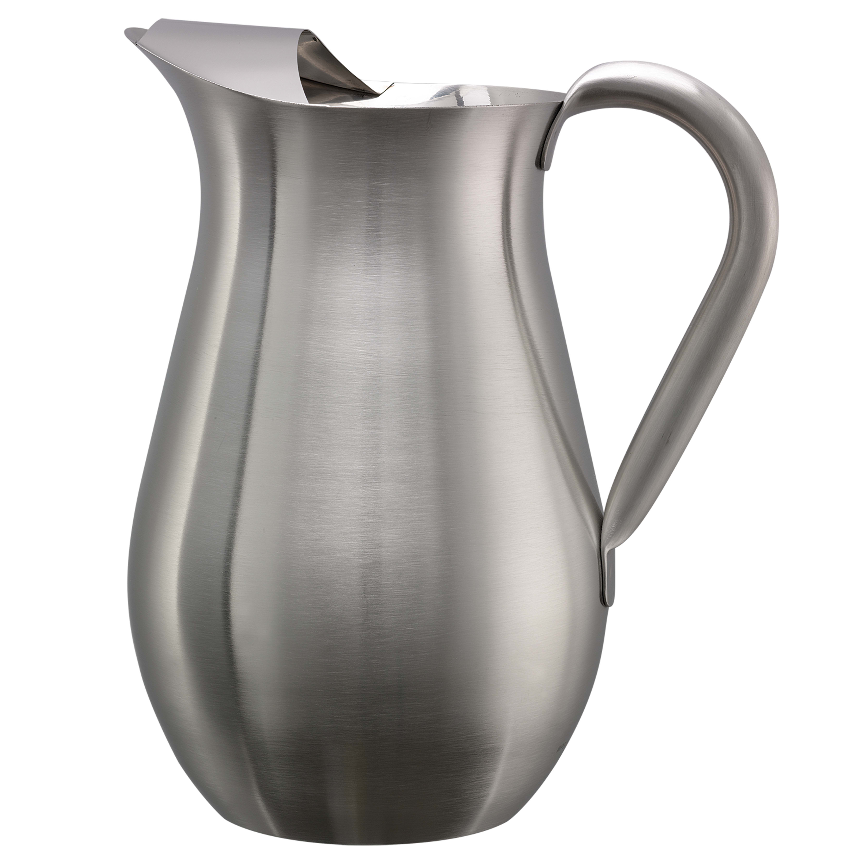 Service Ideas WPB2BSDW Double Wall Bell Pitcher 1.3-Liter Stainless Steel Pitcher With Ice Guard In Brushed Stainless