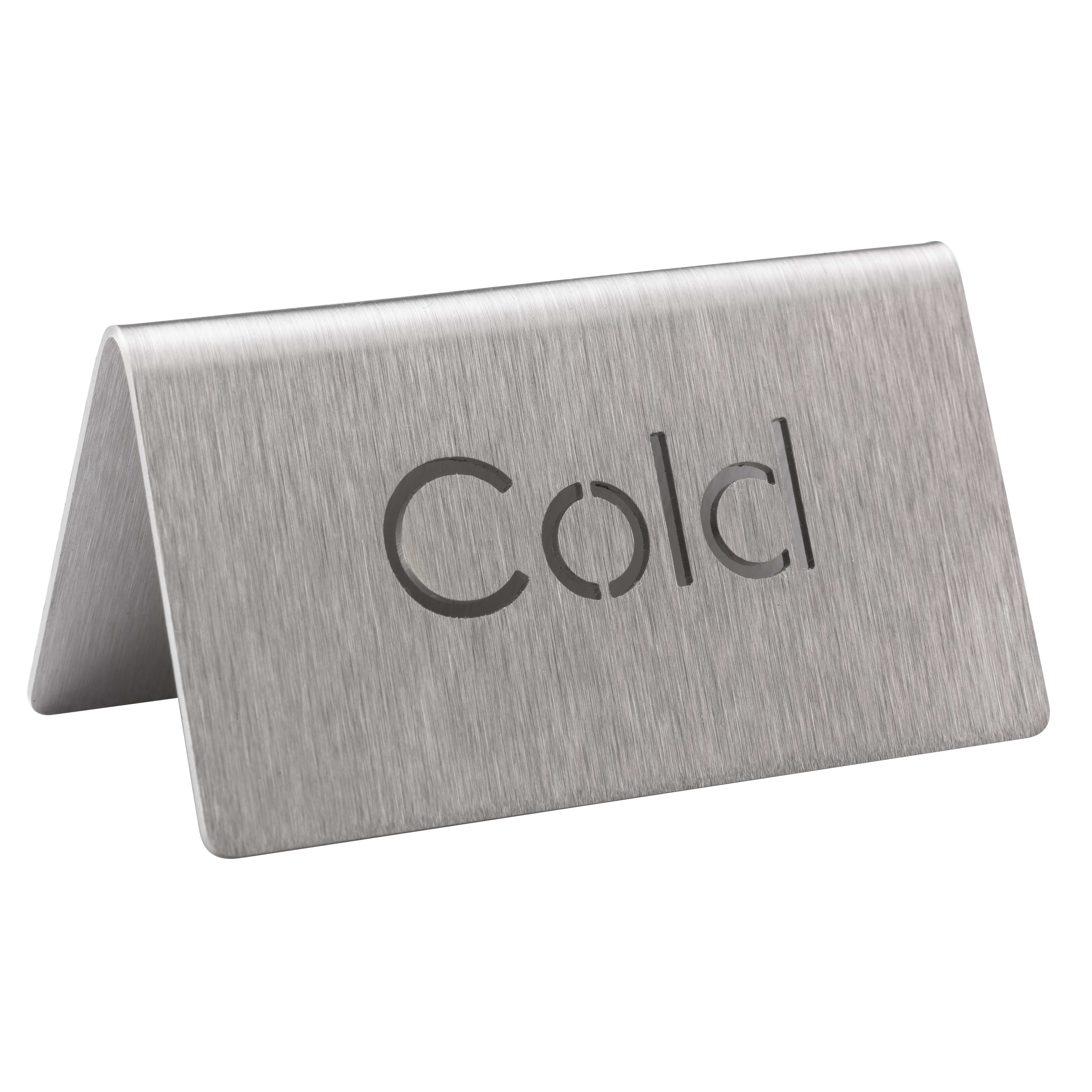 Service Ideas 1C-BF-COLD-MOD Laser Cut Id "Cold" Table Tent In Brushed Stainless