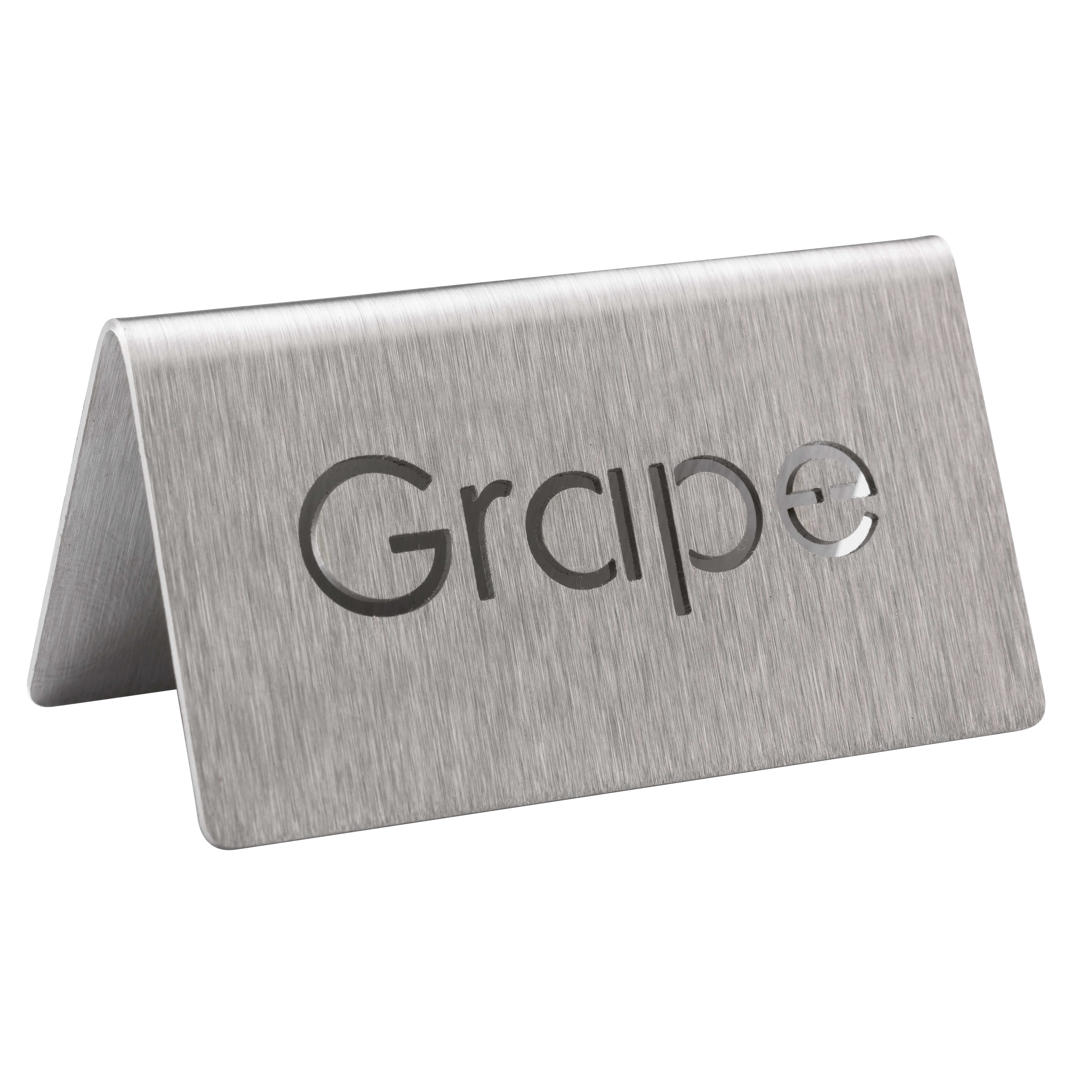 Service Ideas 1C-BF-GRAPE-MOD Laser Cut Id "Grape" Table Tent In Brushed Stainless
