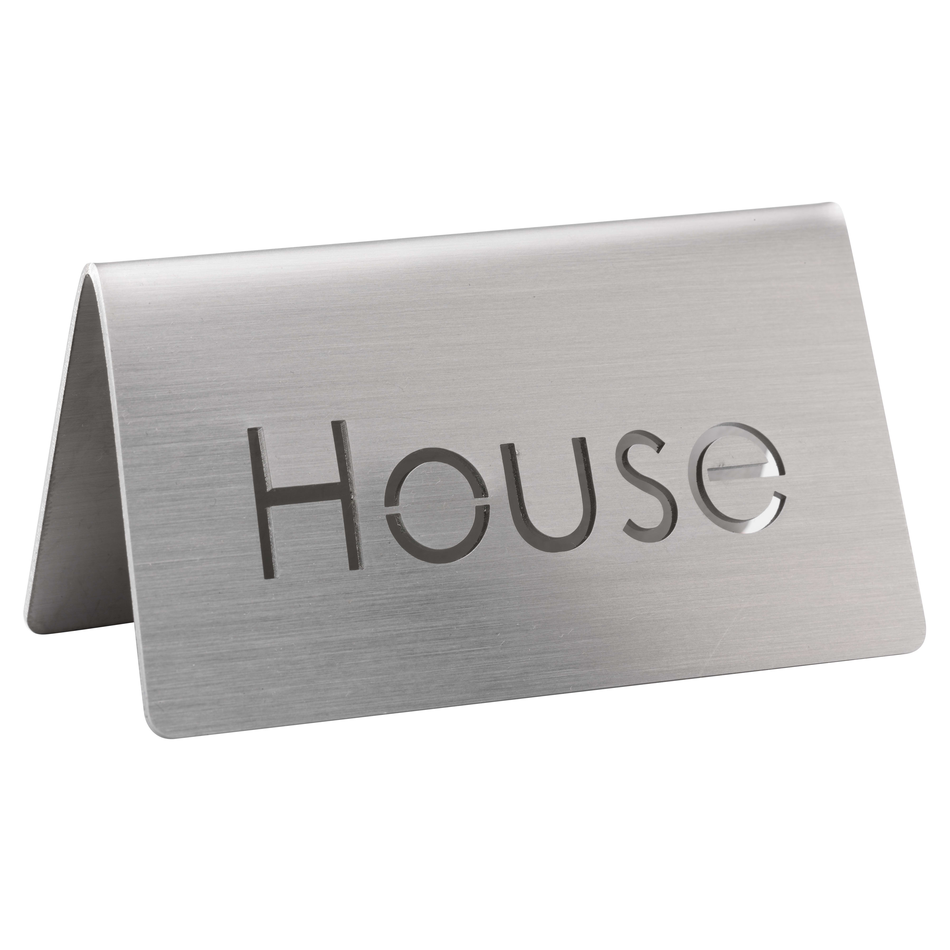 Service Ideas 1C-BF-HOUSE-MOD Laser Cut Id "House" Table Tent In Brushed Stainless