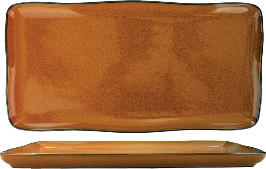 International Tableware LU-133-TA Luna™ Stoneware Terracotta Rectangular Platter 13" x 6-1/2"
