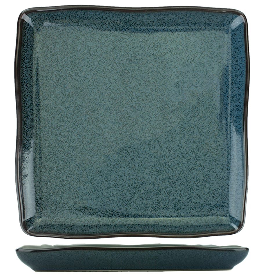 International Tableware LU-22-MI Luna™ Stoneware Midnight Blue Square Plate 10"