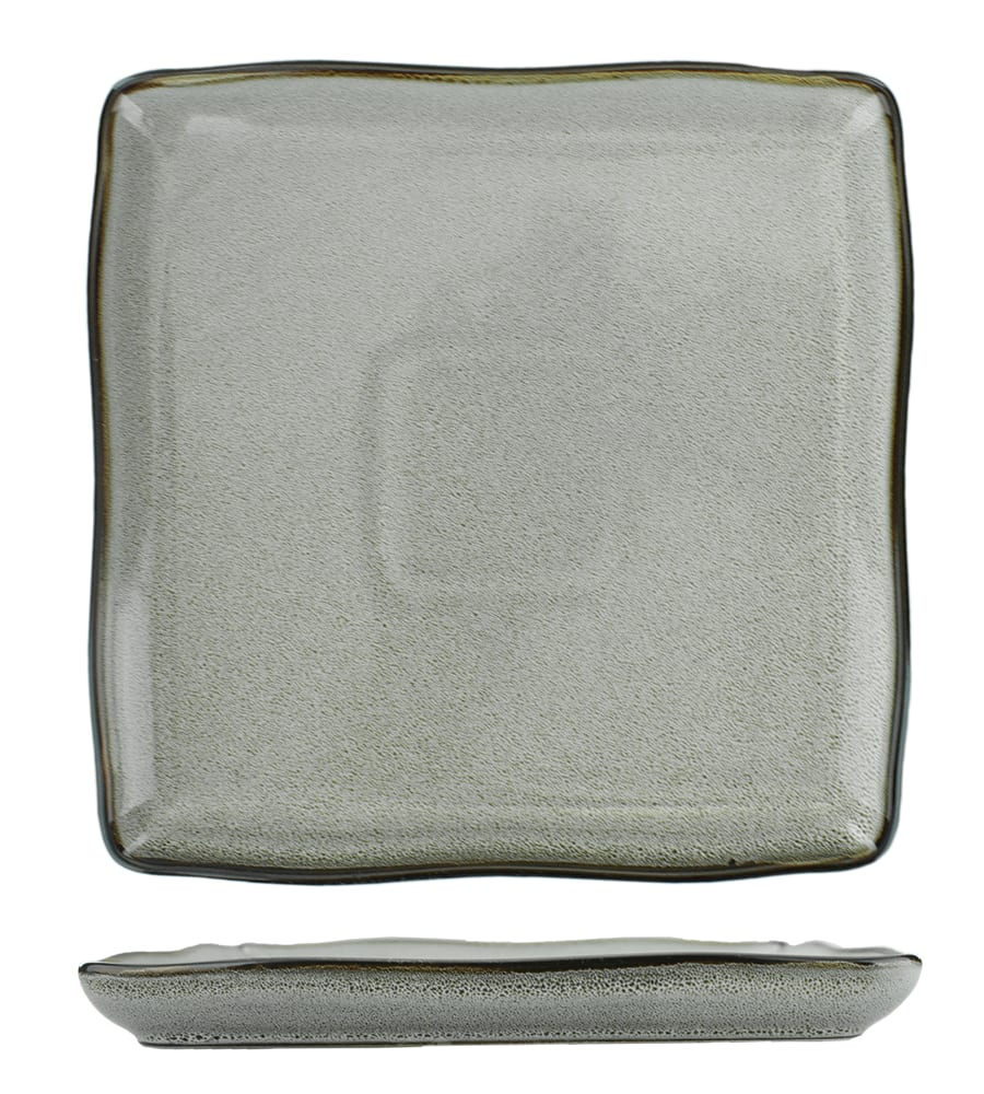 International Tableware LU-77-AS Luna™ Stoneware Ash Square Plate 7"