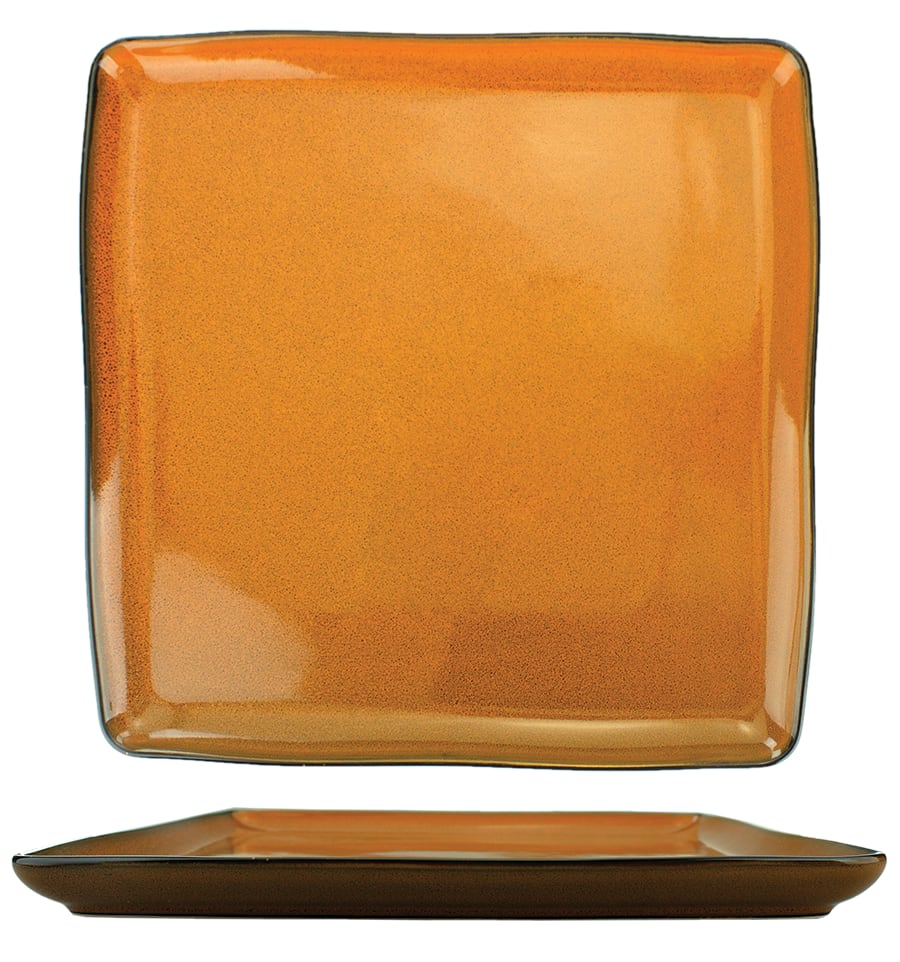 International Tableware LU-77-TA Luna™ Stoneware Terracotta Square Plate 7"