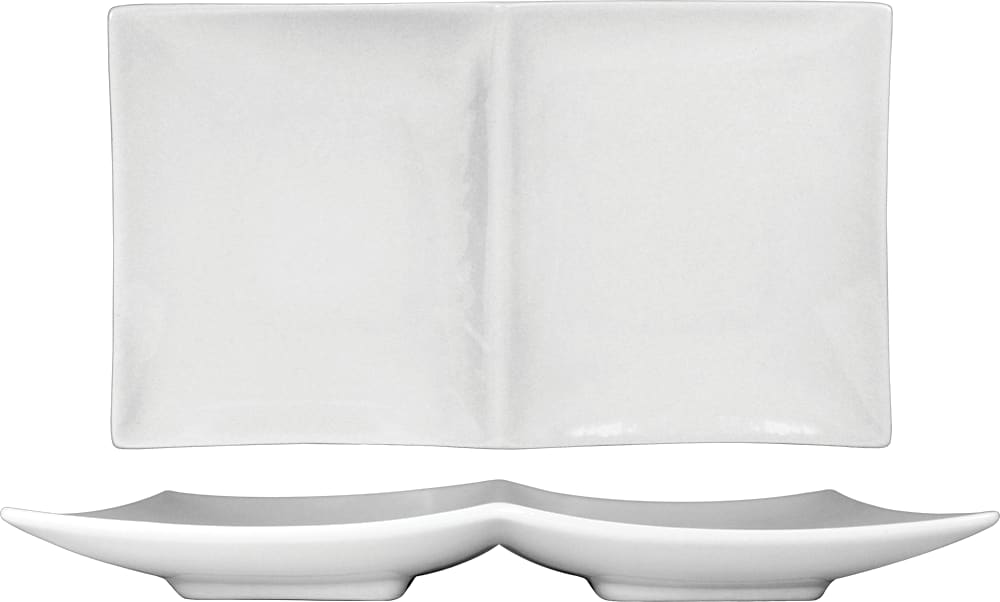 International Tableware PA-210 Paragon™ Porcelain BW 2 Section Plate 9-3/4" x 5-7/8"