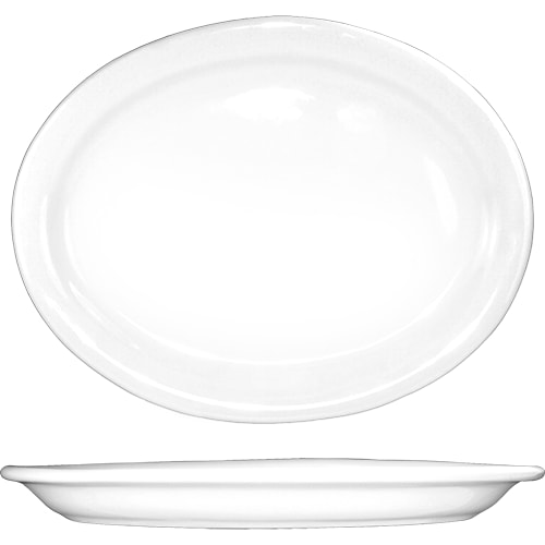 International Tableware BR-13 Brighton™ Porcelain EW Narrow Rim Platter 11-1/2" x 9"