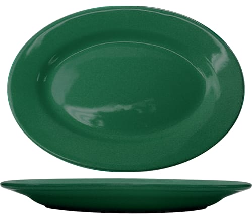 International Tableware CA-14-G Cancun™ Stoneware Green WR Platter 12-1/2"