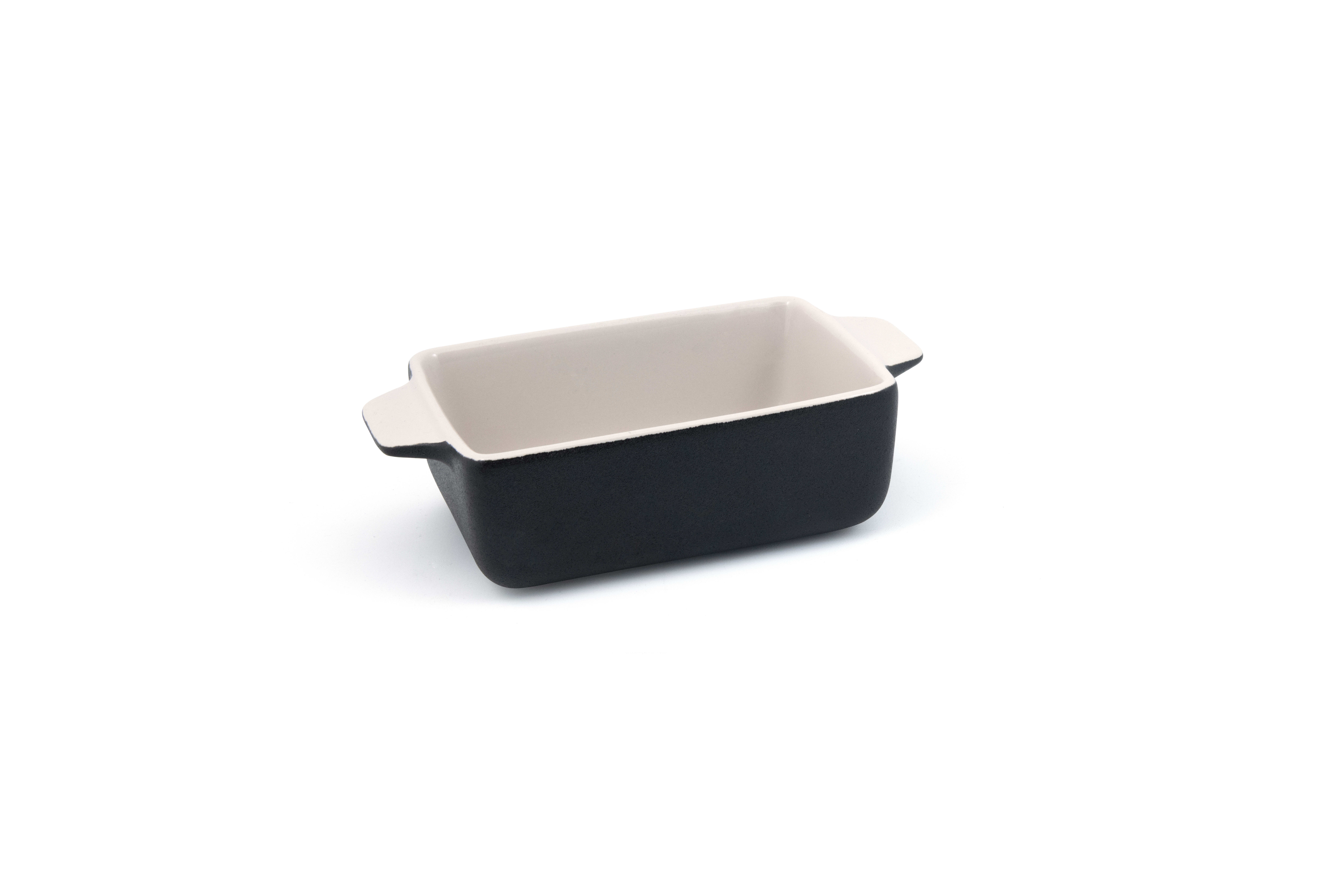 Front of the House DBO137BKC23 16 oz Rectangle Kiln® Ovenware Dish, Black, 12/Case