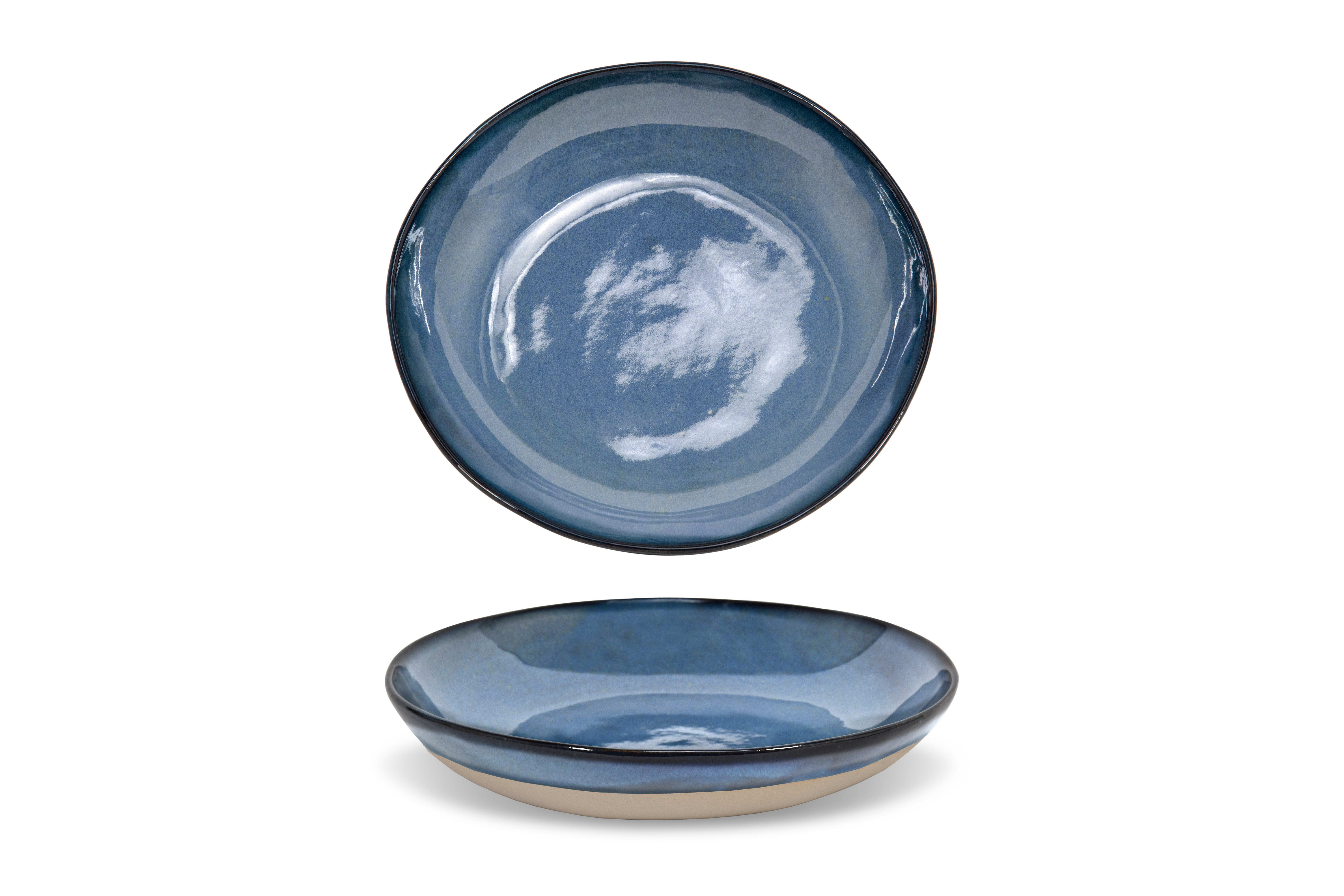 Front of the House DBO194BLP21 11.25" Round Artefact® Low Bowl, 58 oz, Indigo, 4/Case