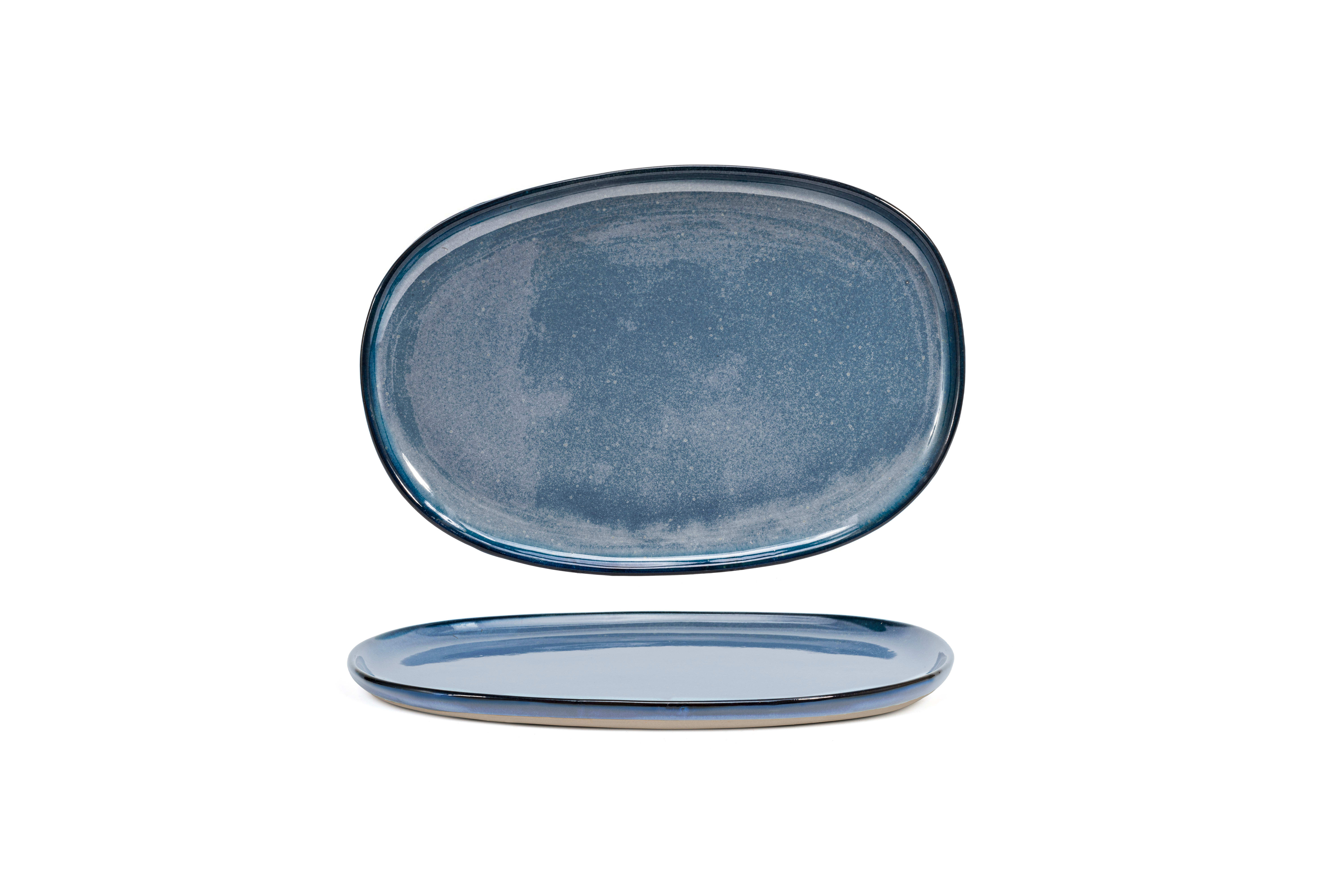 Front of the House DOS033BLP21 13" Oval Artefact® Platter, Indigo, 4/Case