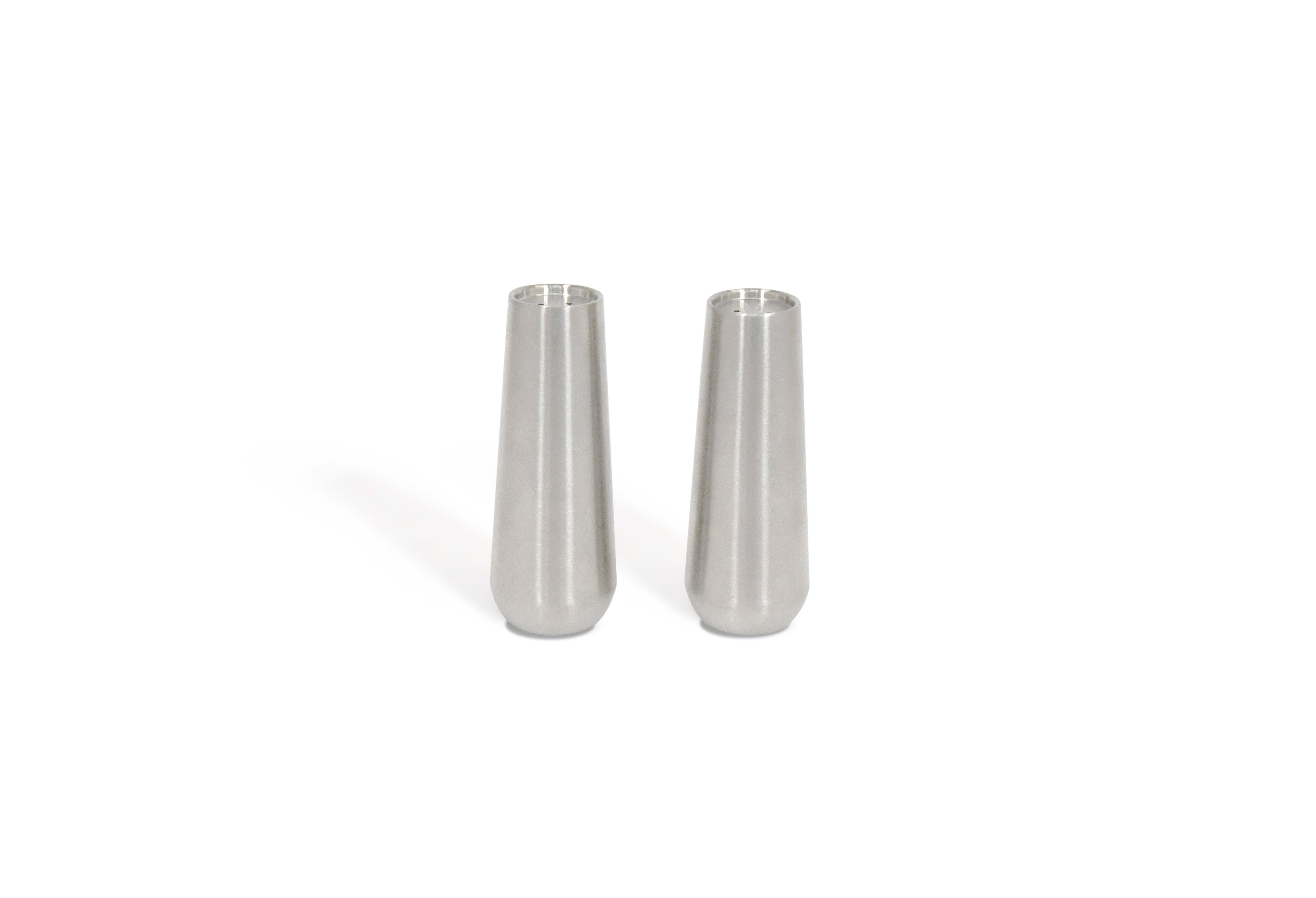 Front of the House TSP020BSS22 Bevel™ Brushed Stainless Salt & Pepper Set, 3 oz, Silver, 6/Case