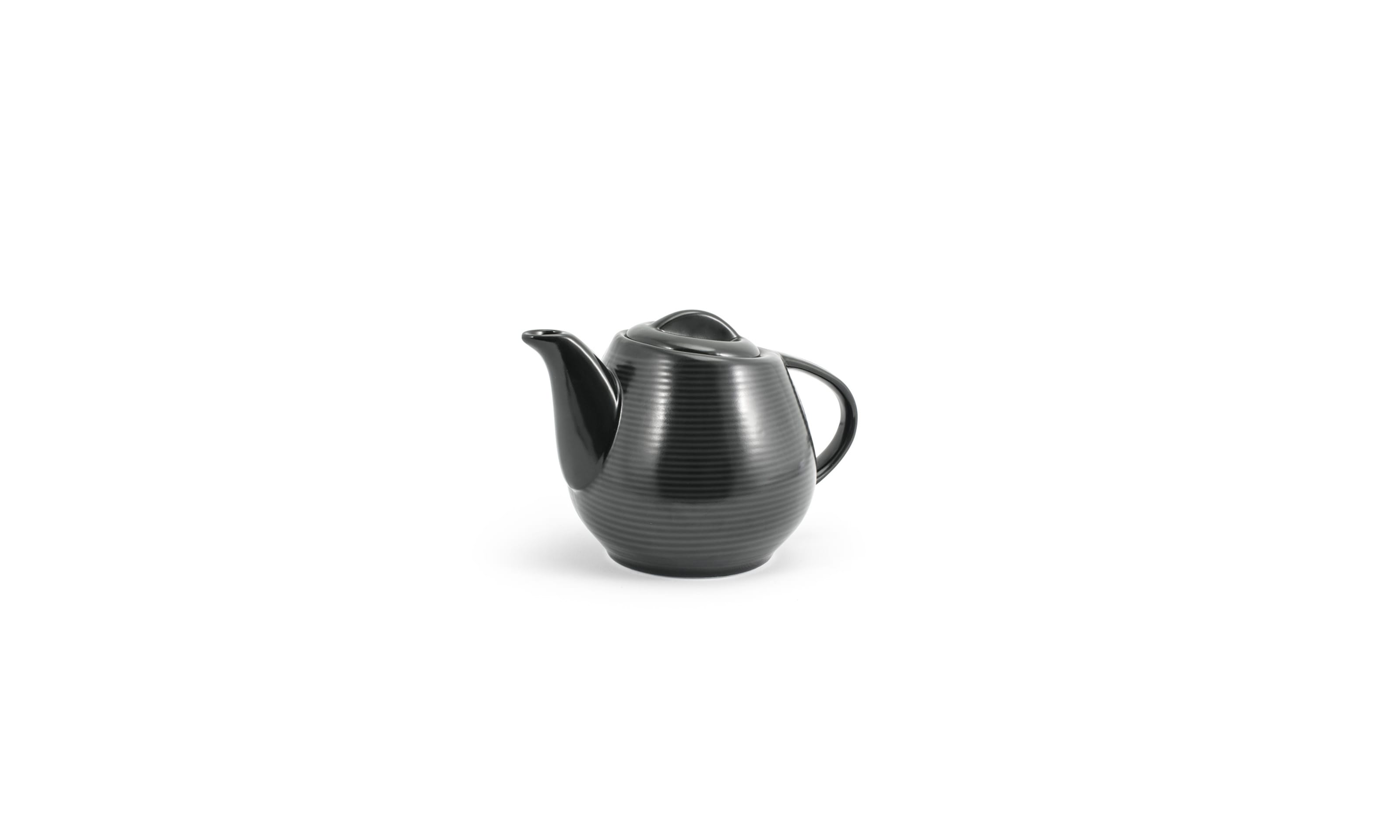 Front of the House BTP002BKP12 15 oz Round Spiral® Teapot, Ink, 6/Case