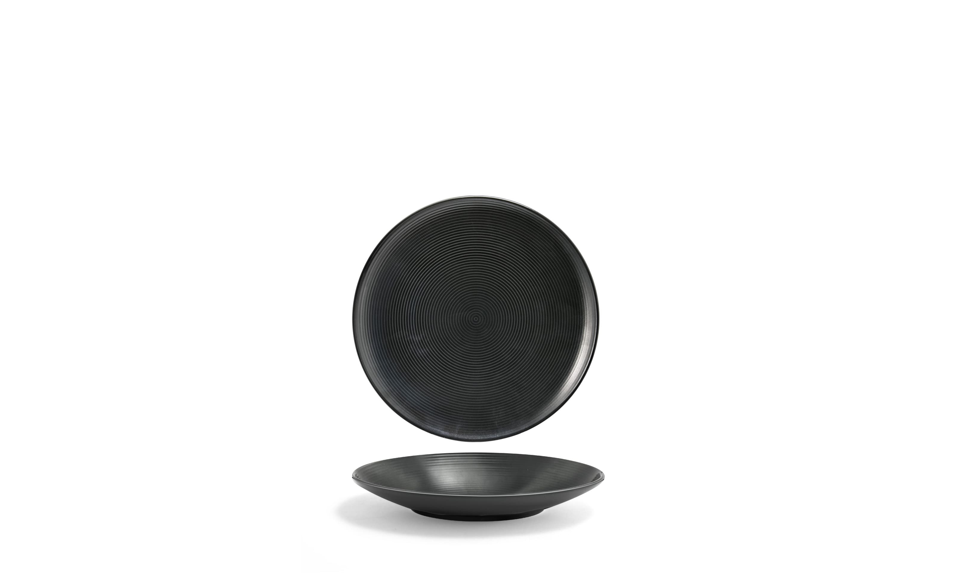 Front of the House DAP059BKP22 7.25" Round Spiral® Plate, Ink, 6/Case