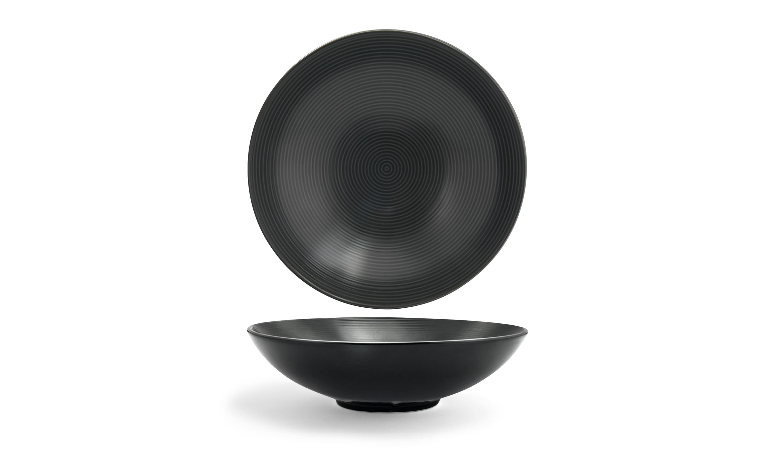 Front of the House DBO030BKP22 10" Round Spiral® Wide Bowl, 48 oz, Ink, 6/Case