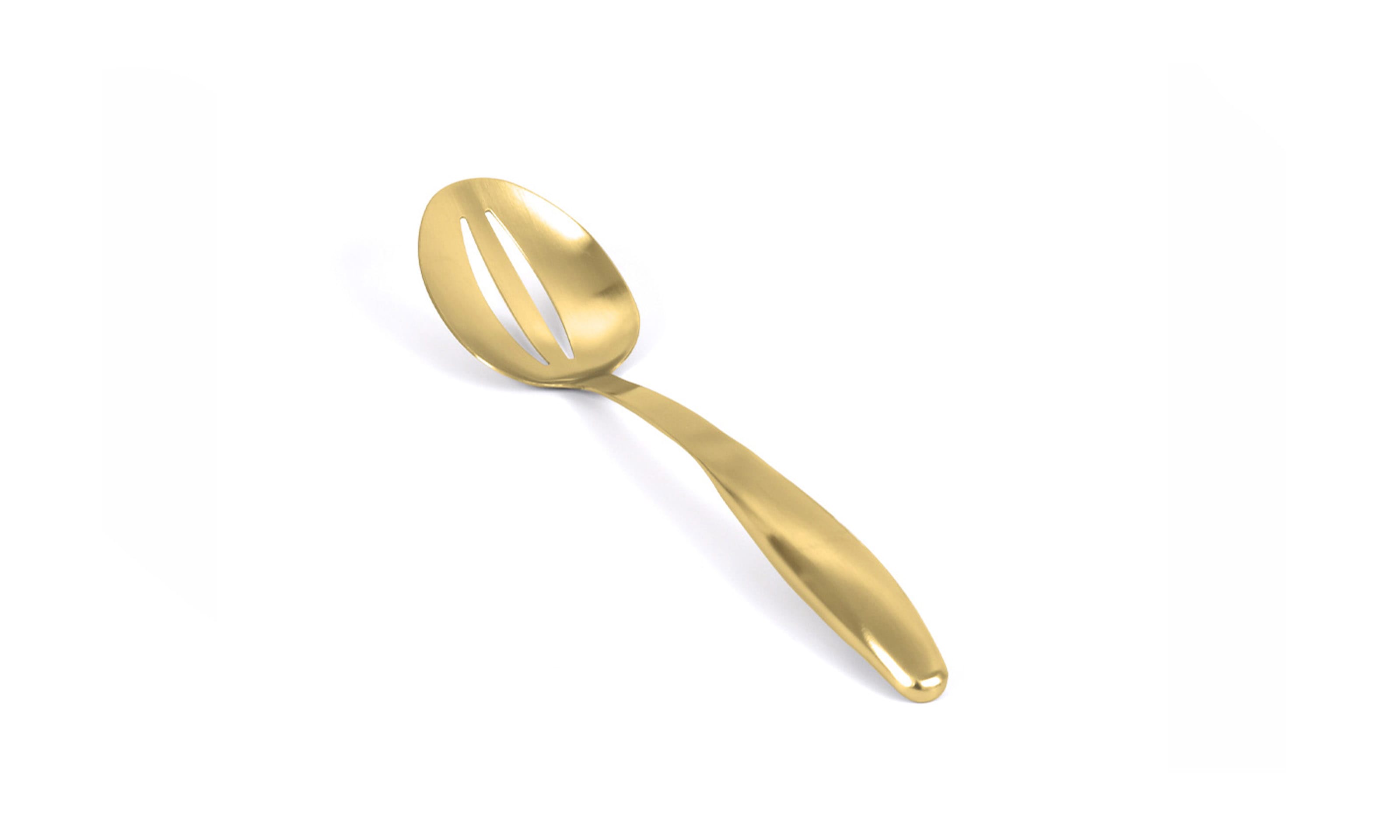 FOH BUT034GOS23 13.5" Brushed Stainless Slotted Spoon - Matte Brass