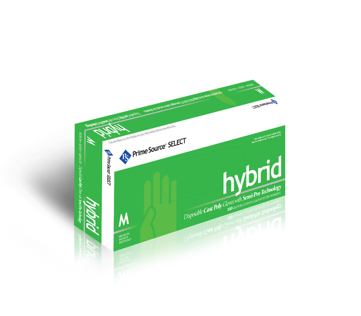 Primesource 75007170 Select Sensi-Pro Medium Clear Hybrid Disposable Gloves, Powder-Free, 1000/CS