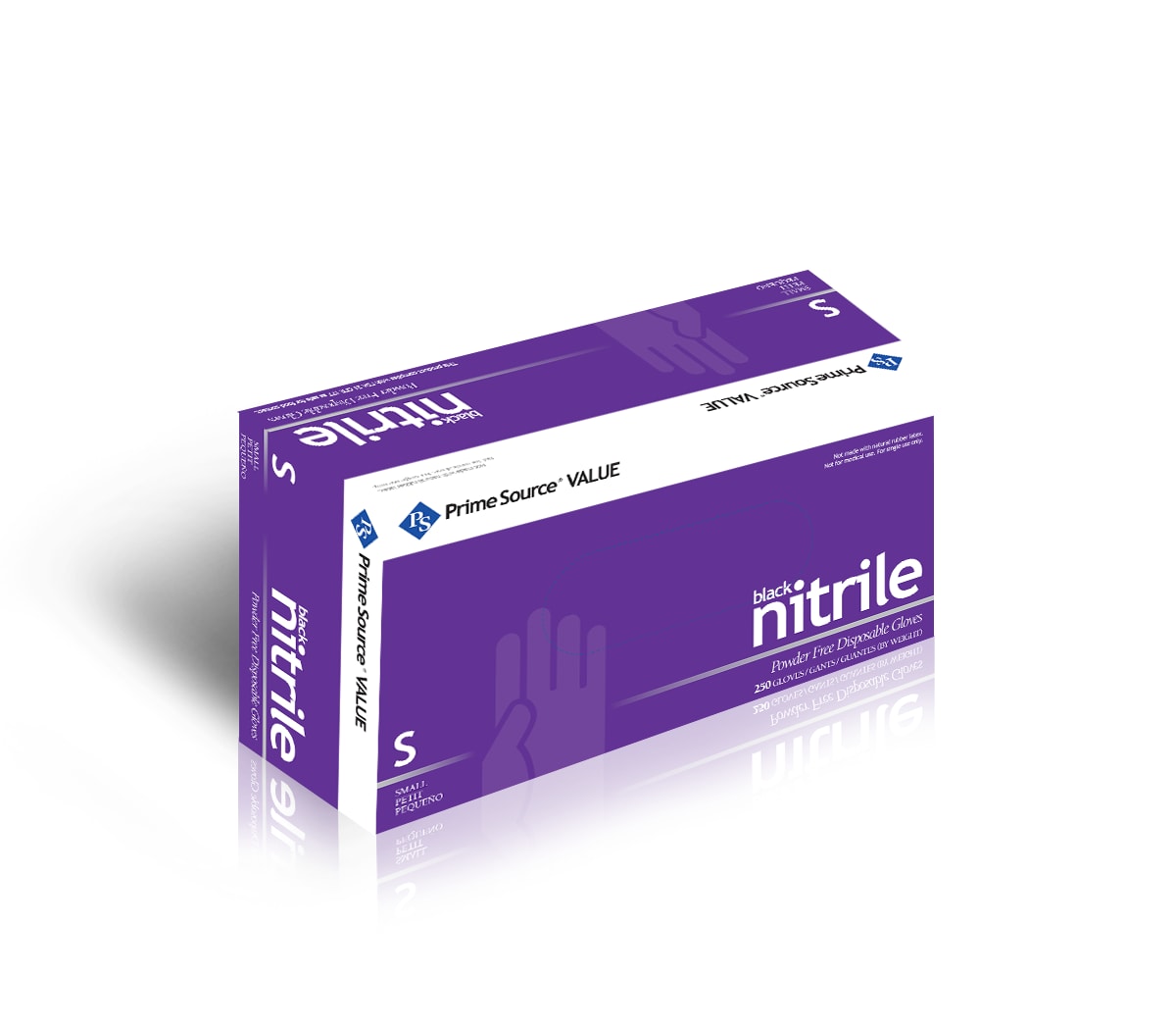 Primesource 75001112 Value Small Black Nitrile Disposable Gloves, Powder-Free, 1000/CS