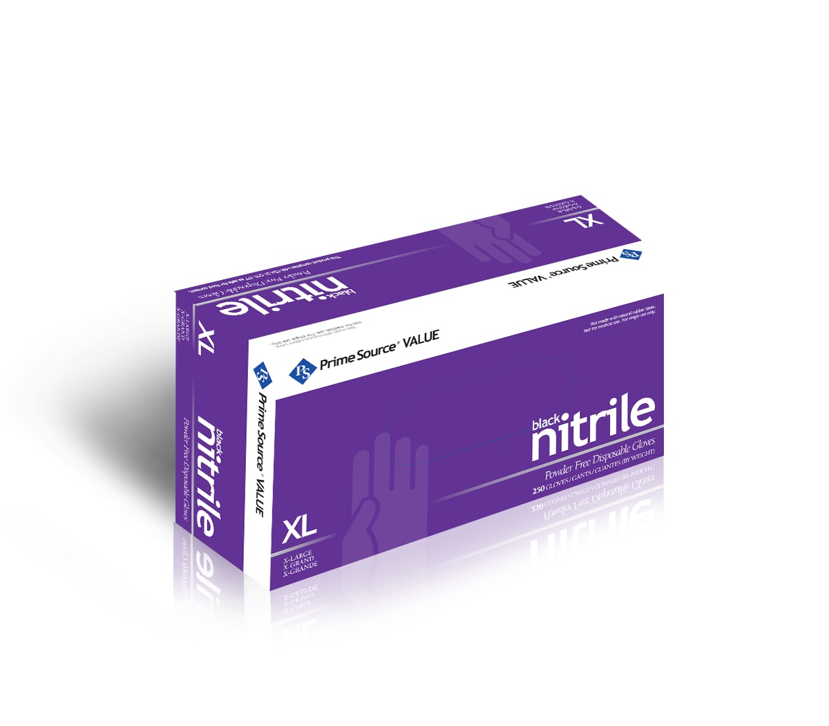 Primesource 75001115 Value XL Black Nitrile Disposable Gloves, Powder-Free, 1000/CS