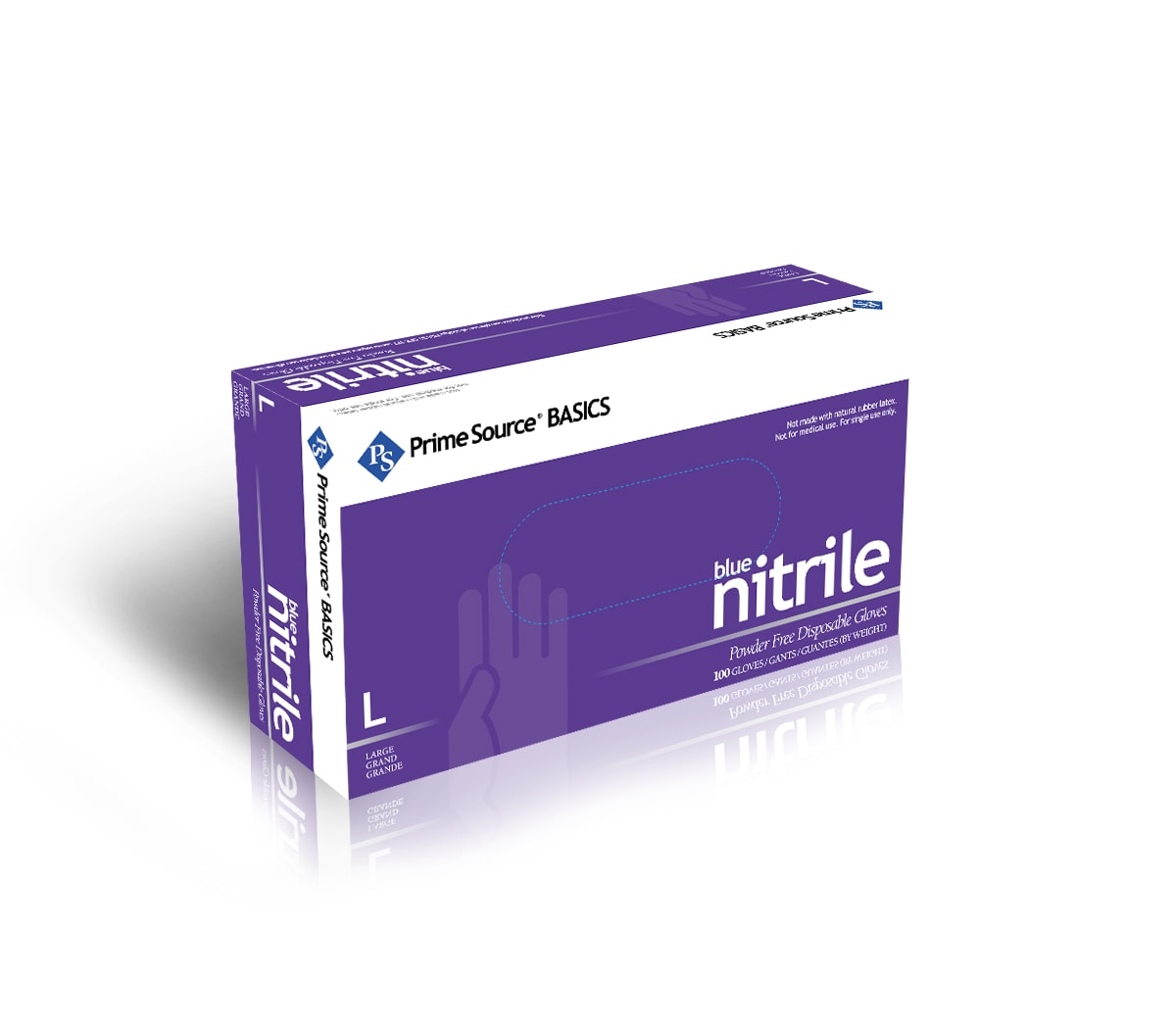 Primesource 75000764 Basics Large Blue Nitrile Disposable Gloves, Powder-Free, 1000/CS
