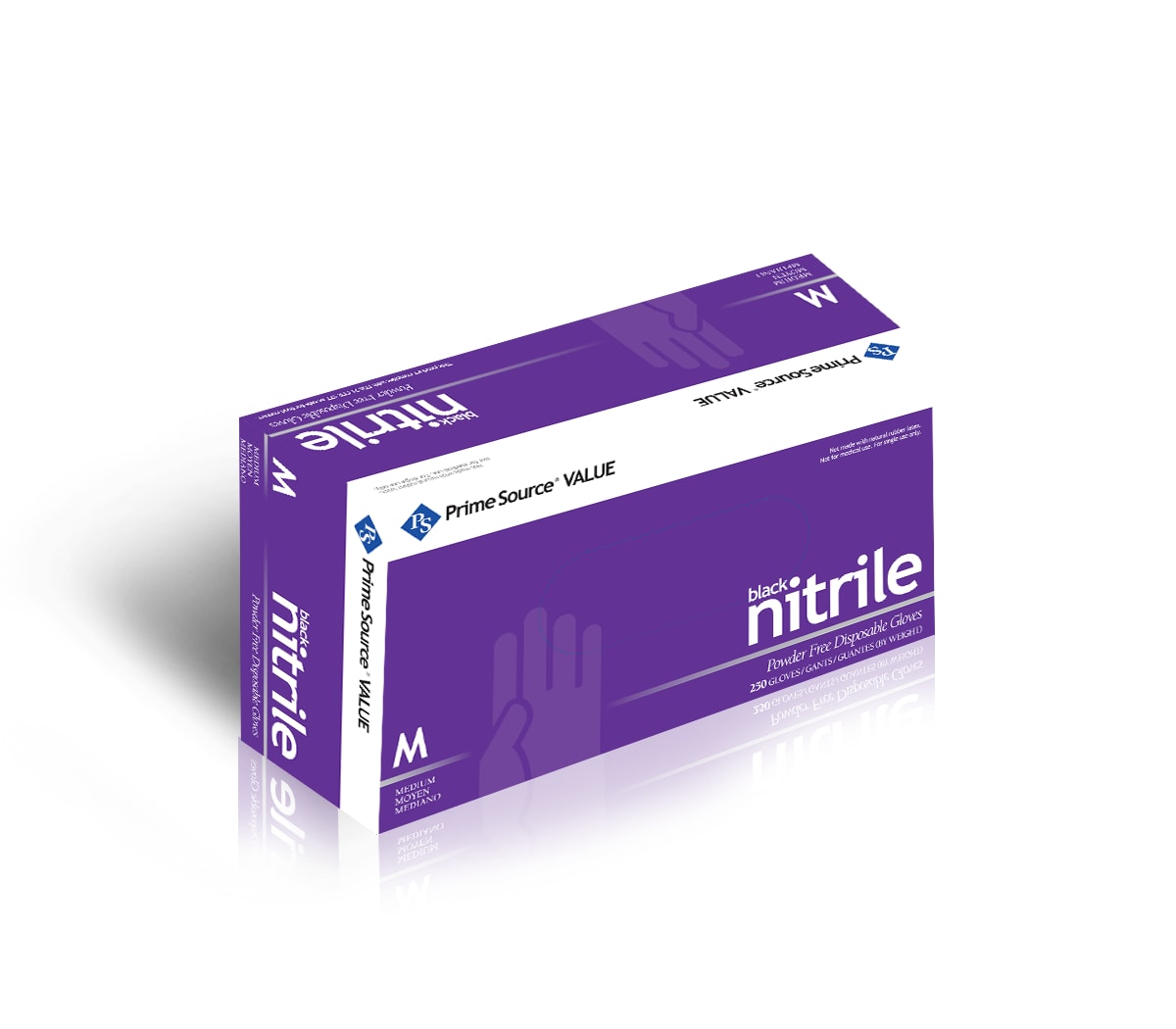 Primesource 75001418 Medium Black Nitrile Disposable Gloves, Powder-Free, 1000/CS
