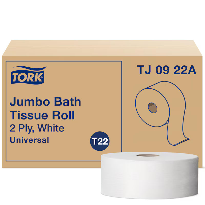 Tork TJ0922A 2-Ply Jumbo Toilet Paper Roll White 12/Case