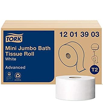 Tork 12013903 Mini Jumbo Toilet Paper Roll 1 Ply, White 12/Case