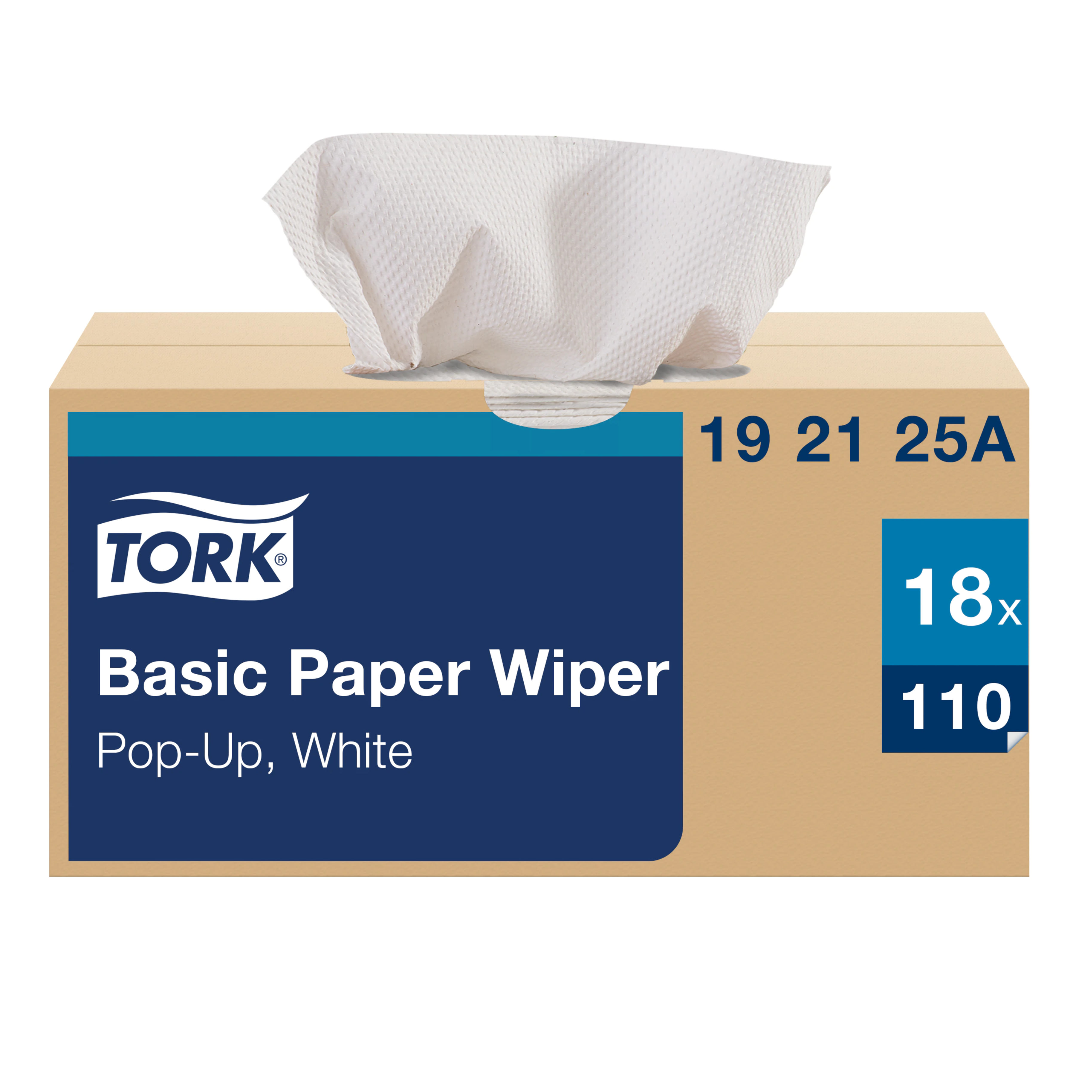 Tork 192125A Universal Pop-Up Wiper 2-Ply, White, 9" x 10.25" 1980/Case
