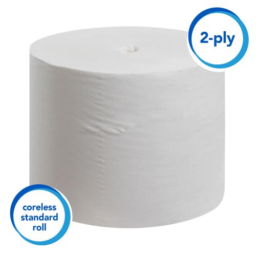Scott 04007 Paper Coreless Roll Toilet Paper, White 36/Case