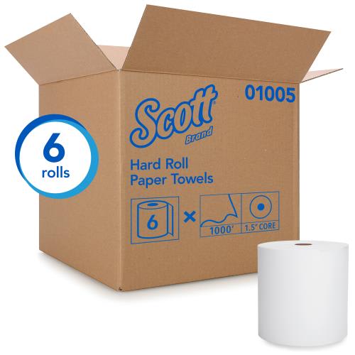 Scott 01005 Hardwound Towel Roll, White 6/Case