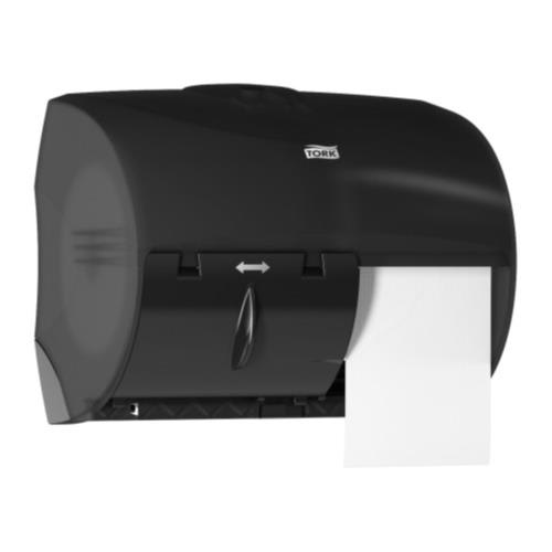 Tork 565728 OptiCore Plastic Twin Bath Tissue Dispenser Black