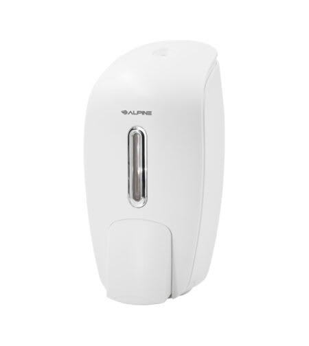 Alpine Industries ALP425-WHI Vertical Surface-Mount Manual Liquid Soap/Sanitizer Dispenser, 800 mL, White