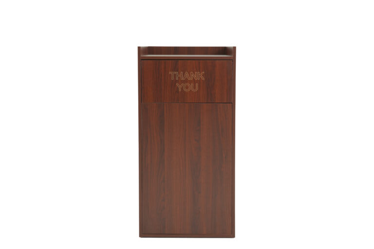 Alpine Industries ALP476-MA 40-Gallon Waste Container Enclosure, Mahogany Wood, w/ Swing Door and Tray Shelf