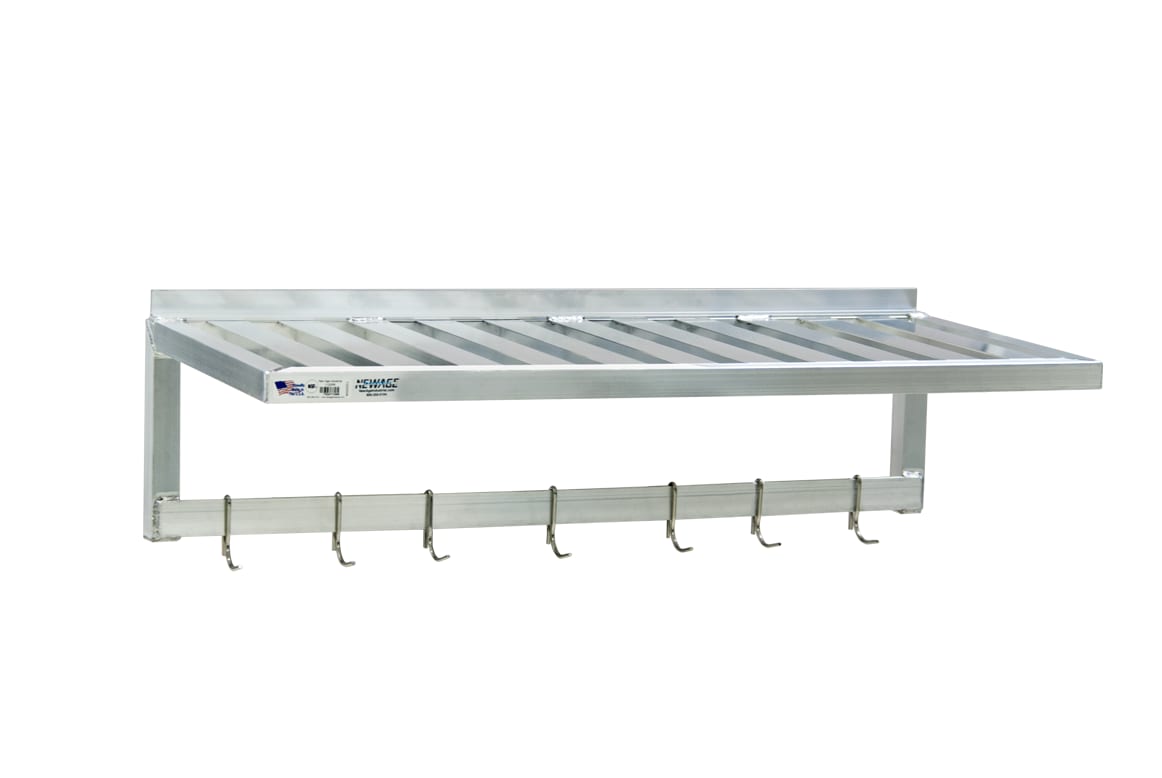 New Age Industrial 1123PR Wall Mounted Shelving - T-Bar with Pot Rack and Hooks 20"W