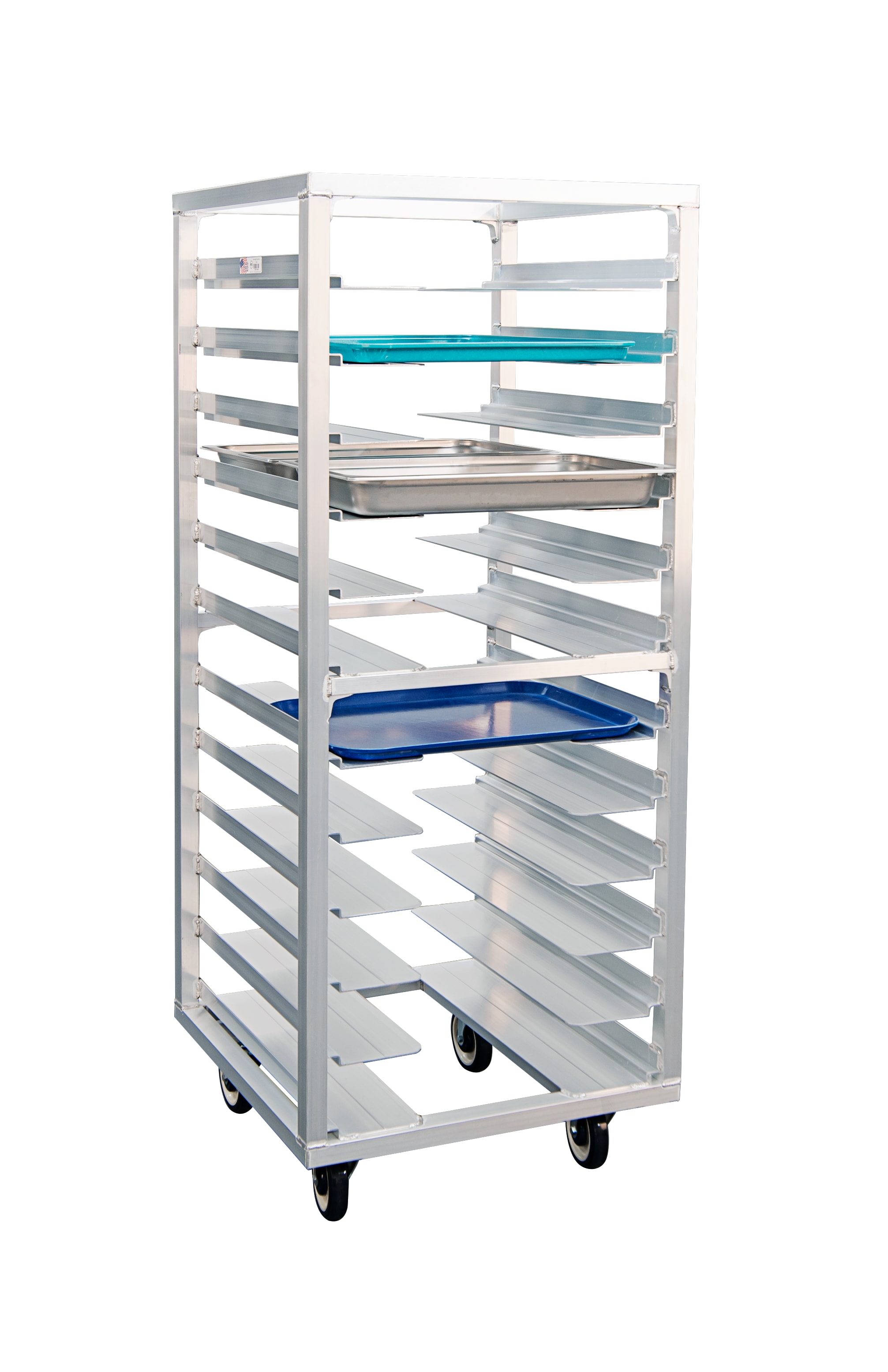 New Age Industrial 1635 Heavy Duty Welded Aluminum Universal Roll-In Pan Rack with Stepped-Angles