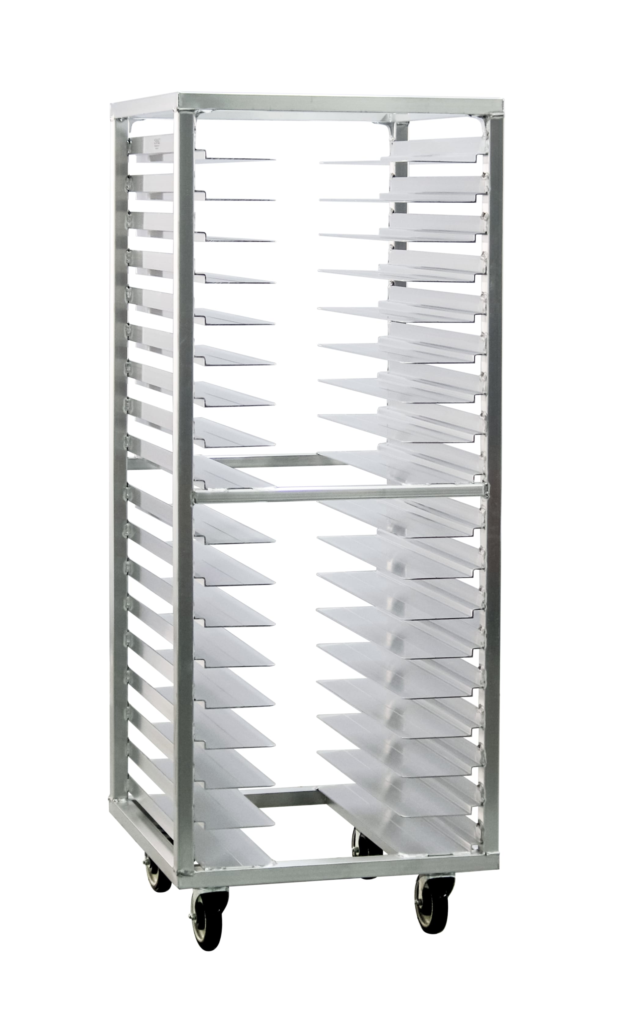 New Age Industrial 1637 Heavy Duty Welded Aluminum Universal Roll-In Pan Rack with Stepped-Angles