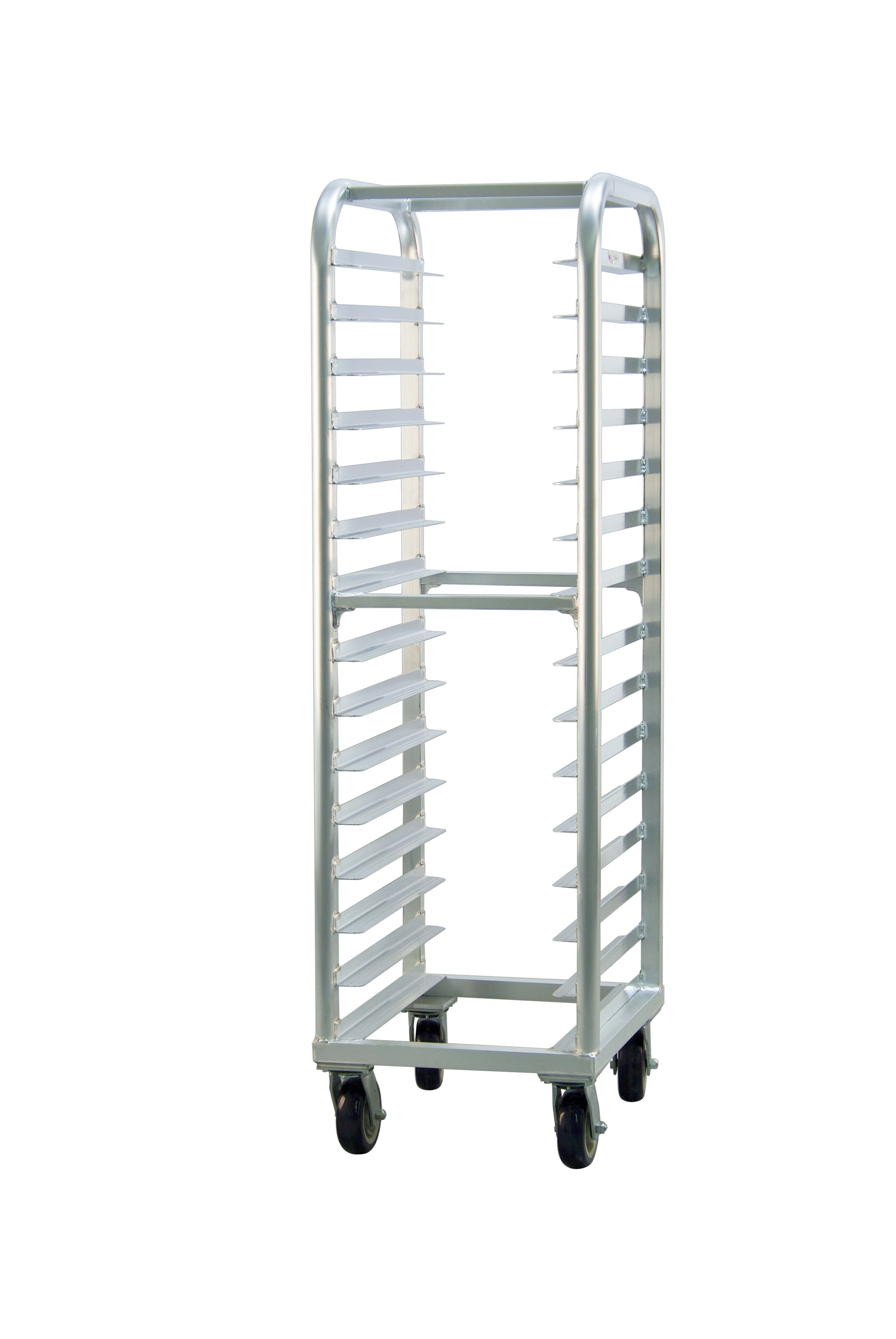New Age Industrial 4332 Mobile Heavy Duty Lifetime Series Welded Aluminum Full-Size End-Loading Sheet (Bun) Pan Rack
