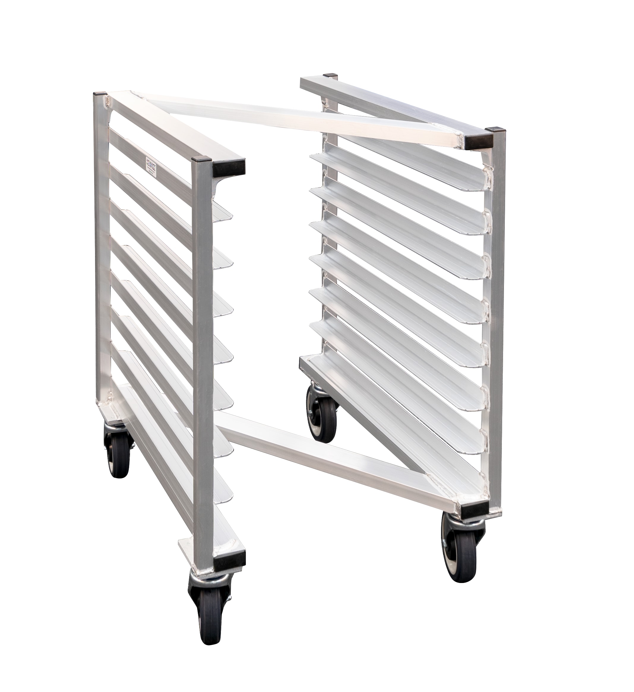 New Age Industrial 51107 Mobile Heavy Duty Welded Aluminum Half-Size End-Loading Nesting Z Type Sheet (Bun) Pan Rack
